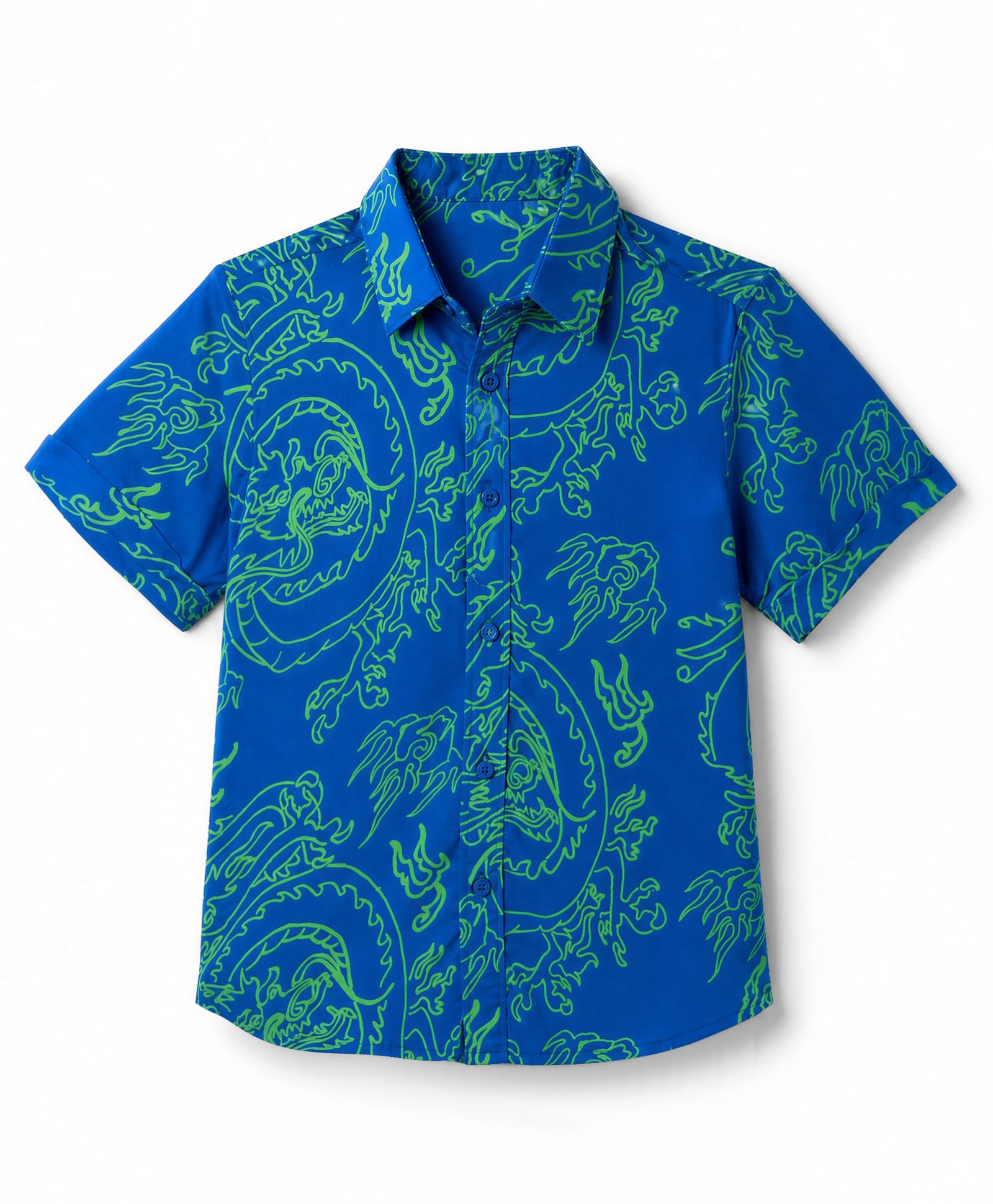 Pine Kids Cotton Knit Printed Shirt with Half Sleeves and Dragon Print - Blue-picture-27