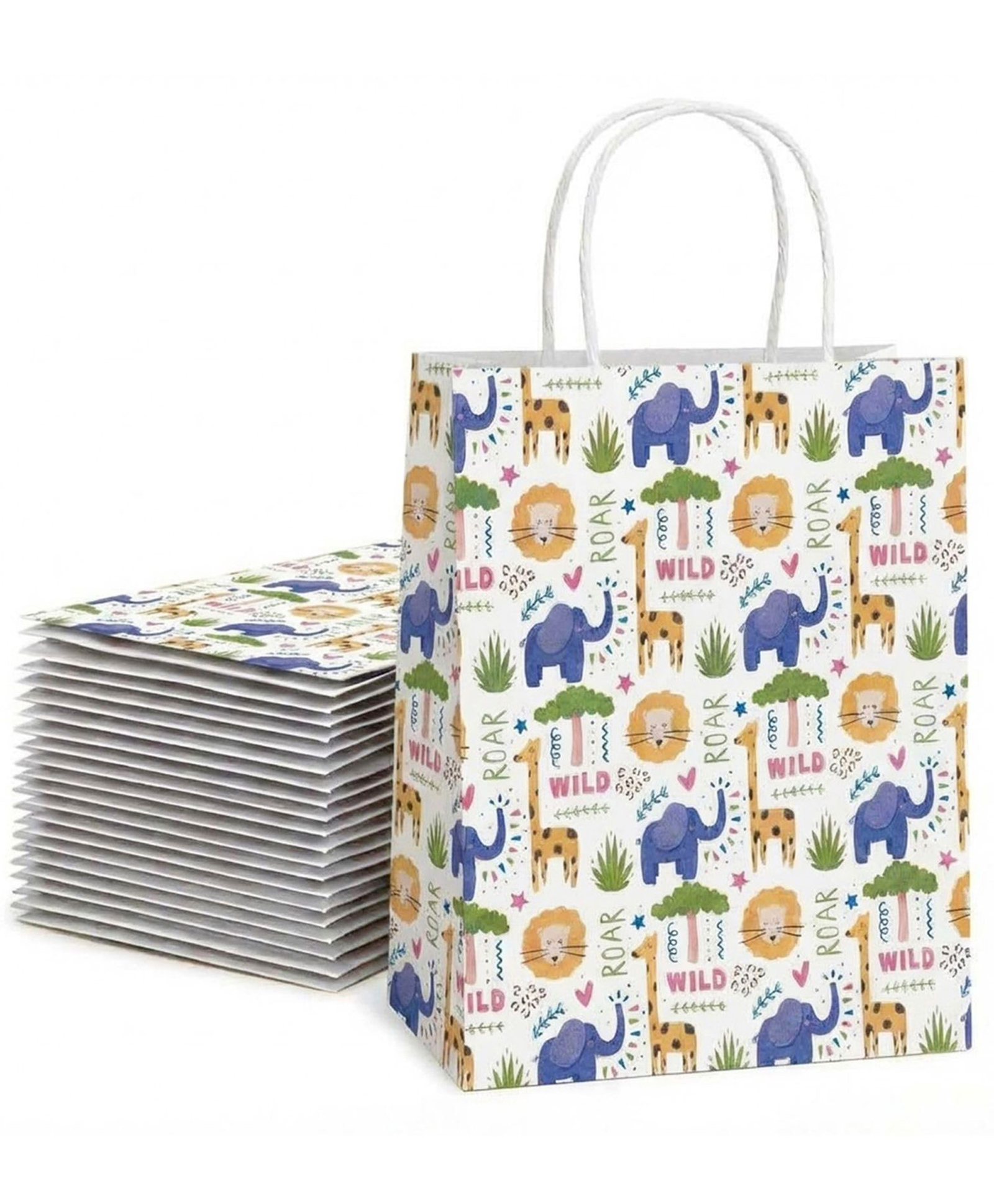 PARTEET 10PCS Cartoon Theme Gift Bag with Handle|Reusable Paper Bag, Packaging, Carry Bag for Gifting, Wedding, Shopping, Party Favours Bags, Return Gifts & Daily Use (30x25x10) CM (Animal-Theme)-picture-11