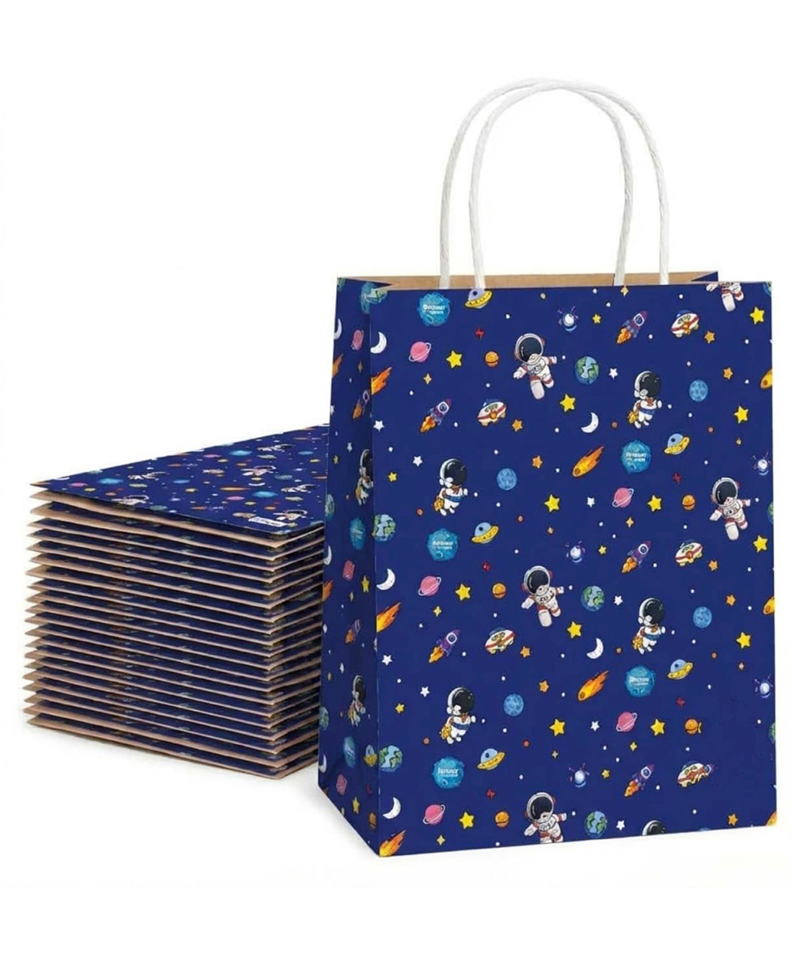 Parteet 10PCS Cartoon Theme Gift Bag with Handle|Reusable Paper Bag, Packaging, Carry Bag for Gifting, Wedding, Shopping, Party Favours Bags, Return Gifts & Daily Use (30x25x10) CM (Space-Theme)-picture-14