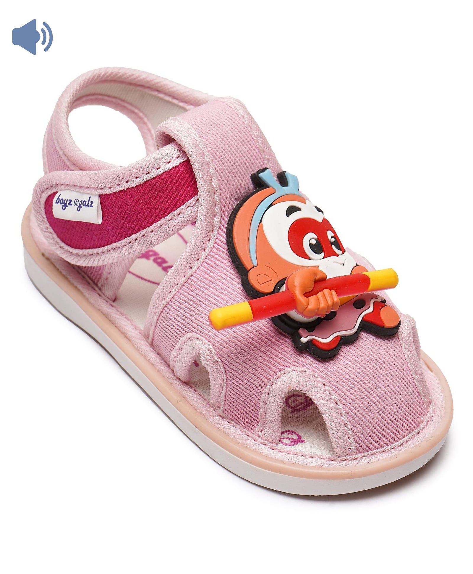 boyz n galz Monkey Applique Detailed Velcro Closure Musical Sandals - Pink-picture-25
