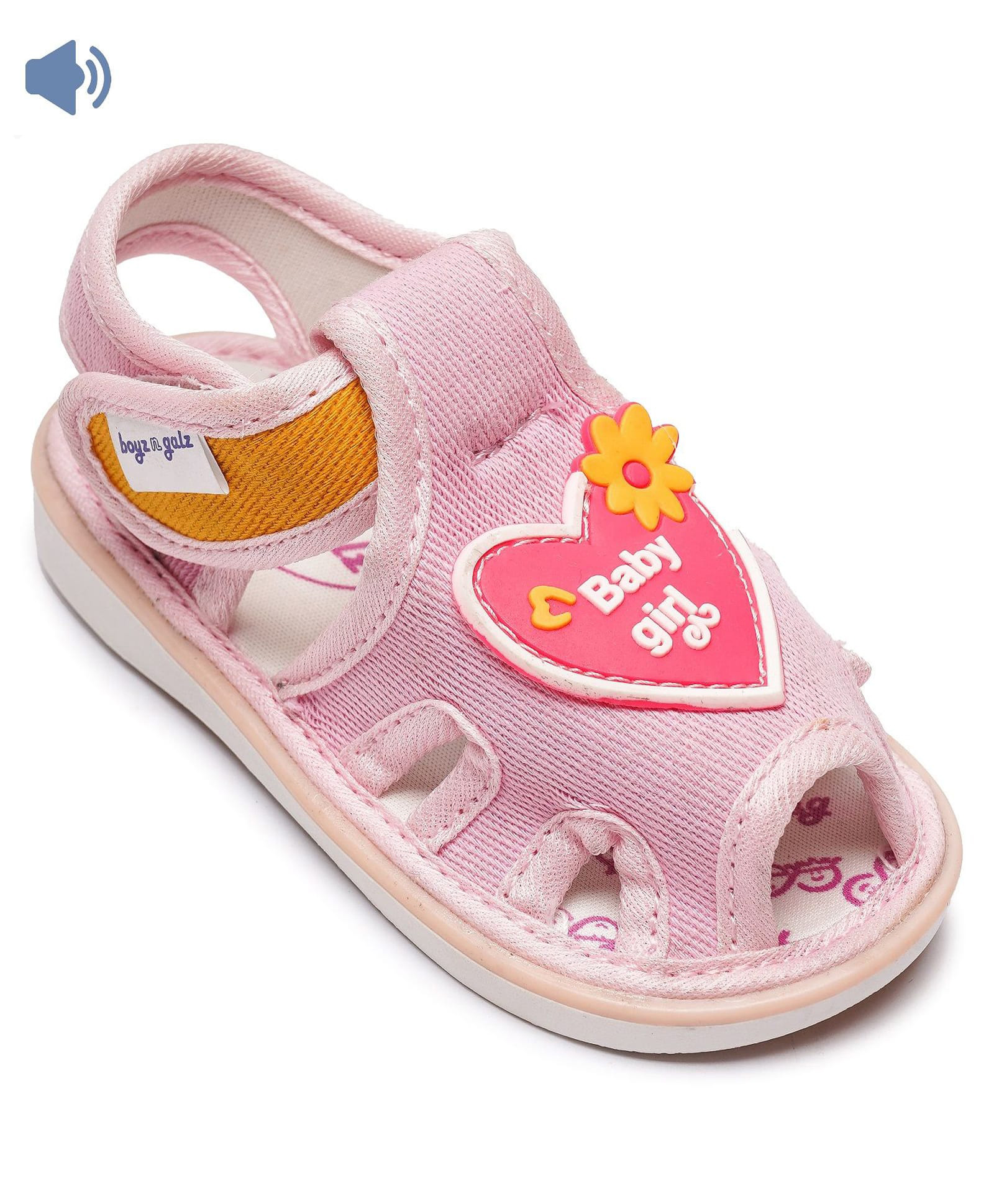 boyz n galz Heart Applique Detailed Velcro Closure Musical Sandals - Pink-picture-16