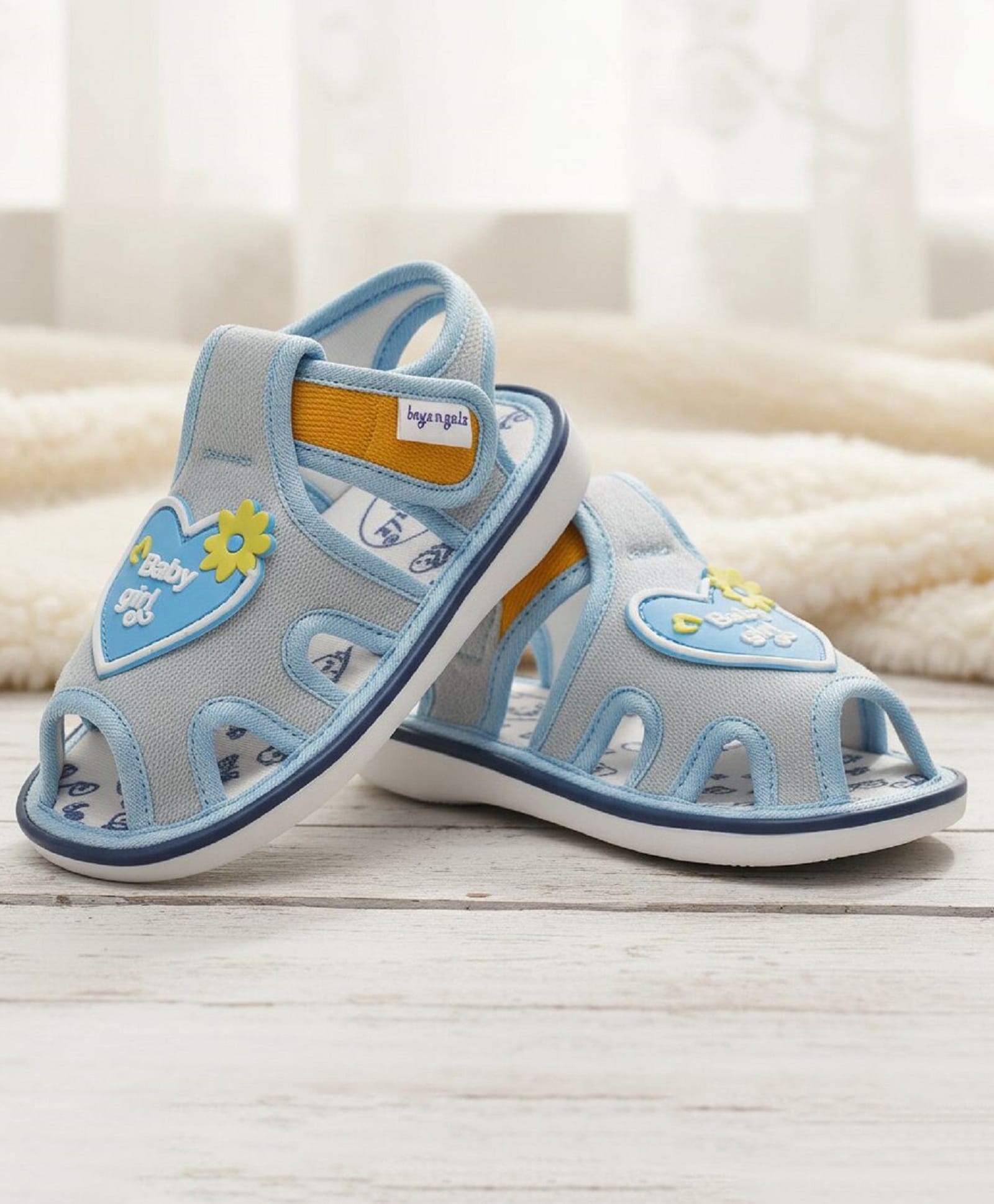 boyz n galz Heart Applique Detailed Velcro Closure Musical Sandals - Blue-picture-16