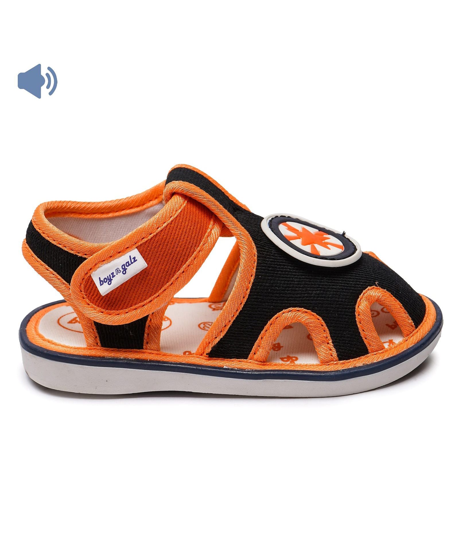 boyz n galz Star Applique Detailed Velcro Closure Musical Sandals - Black-image-21