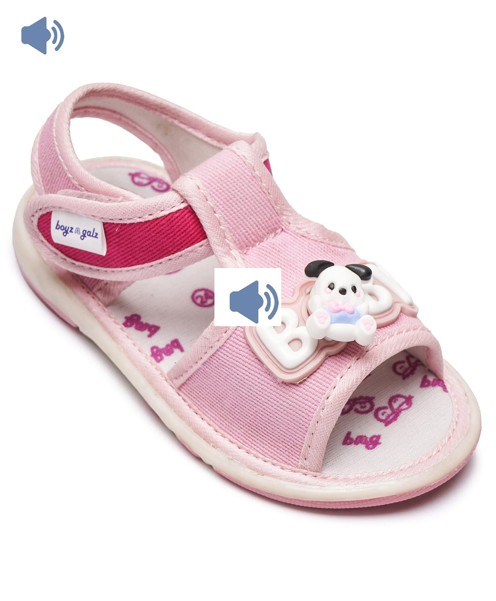 boyz n galz Puppy Applique Detailed Velcro Closure Musical Sandals - Pink-picture-15
