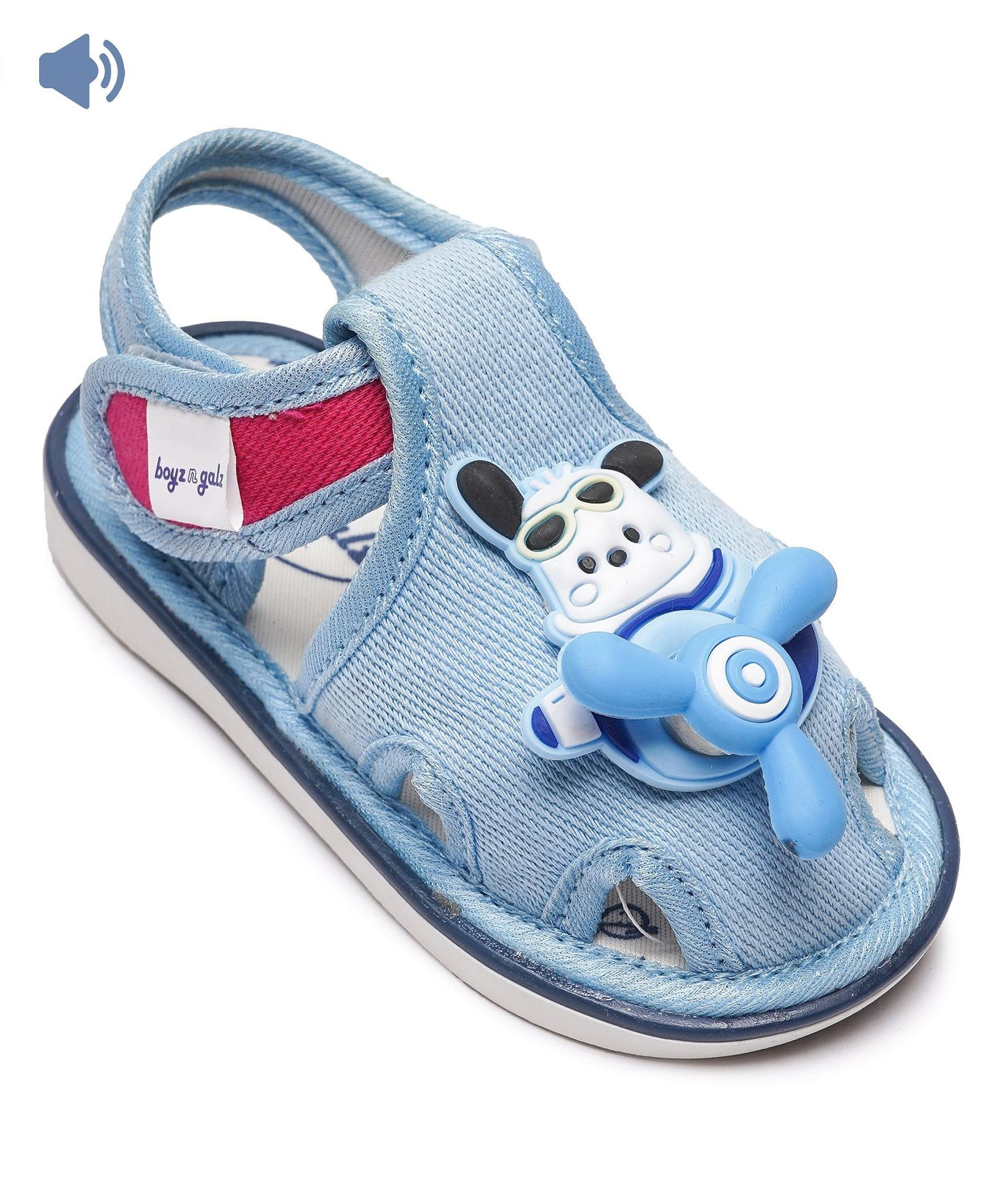 boyz n galz Pilot Puppy Applique Detailed Velcro Closure Musical Sandals - Blue-image-0