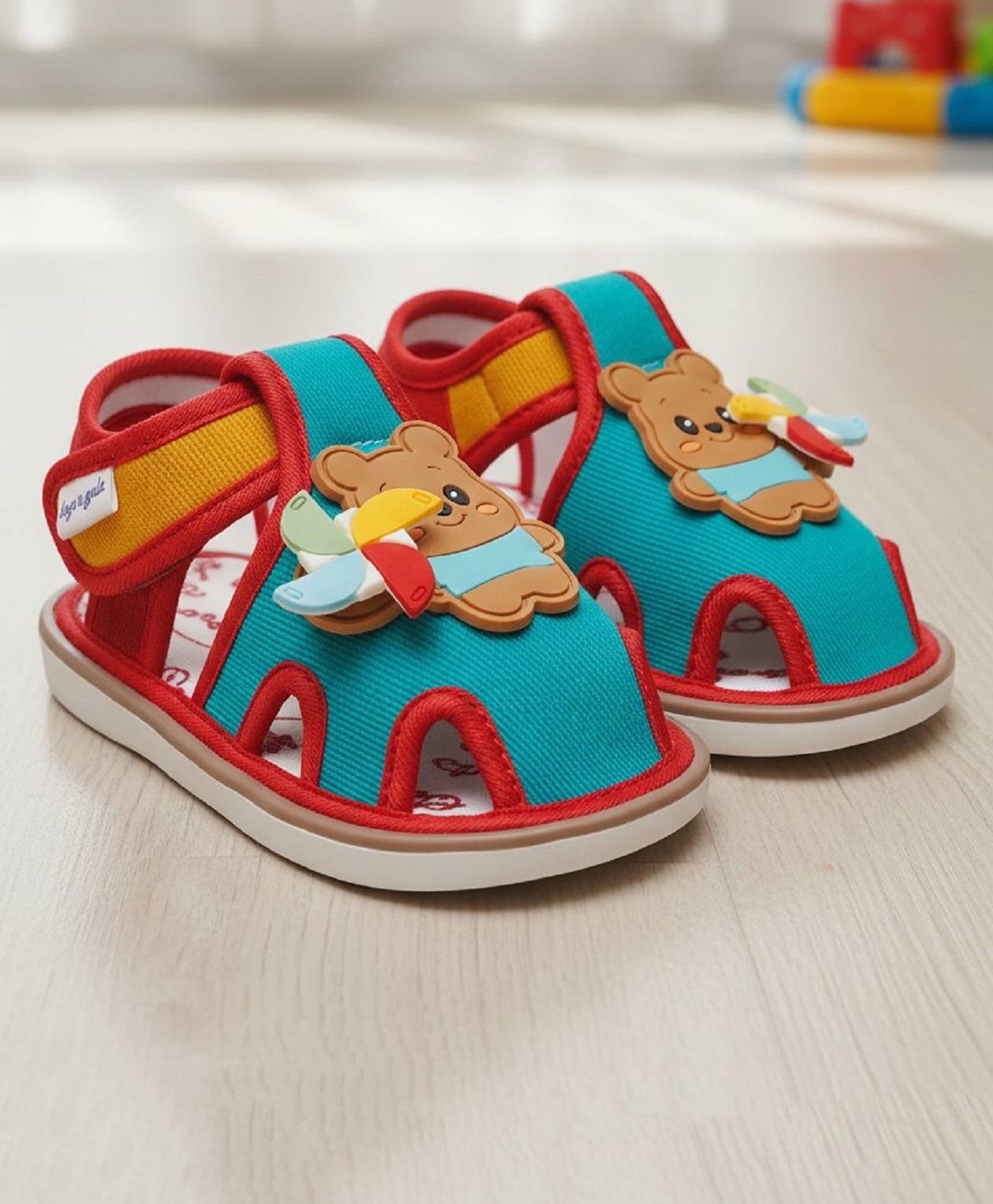 boyz n galz Bear With Pinwheel Applique Detailed Velcro Closure Musical Sandals - Multi Colour-picture-13