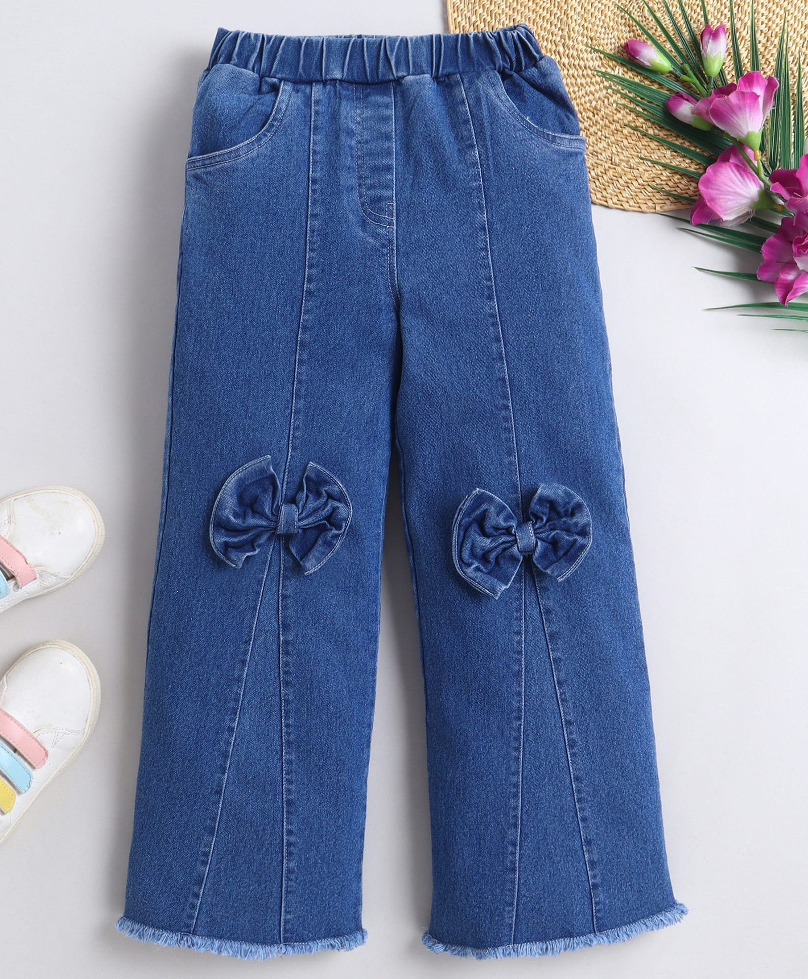 Bright Stars KIDSWEAR Denim Woven Bow Applique Detailed Jeans - Medium Blue-picture-21