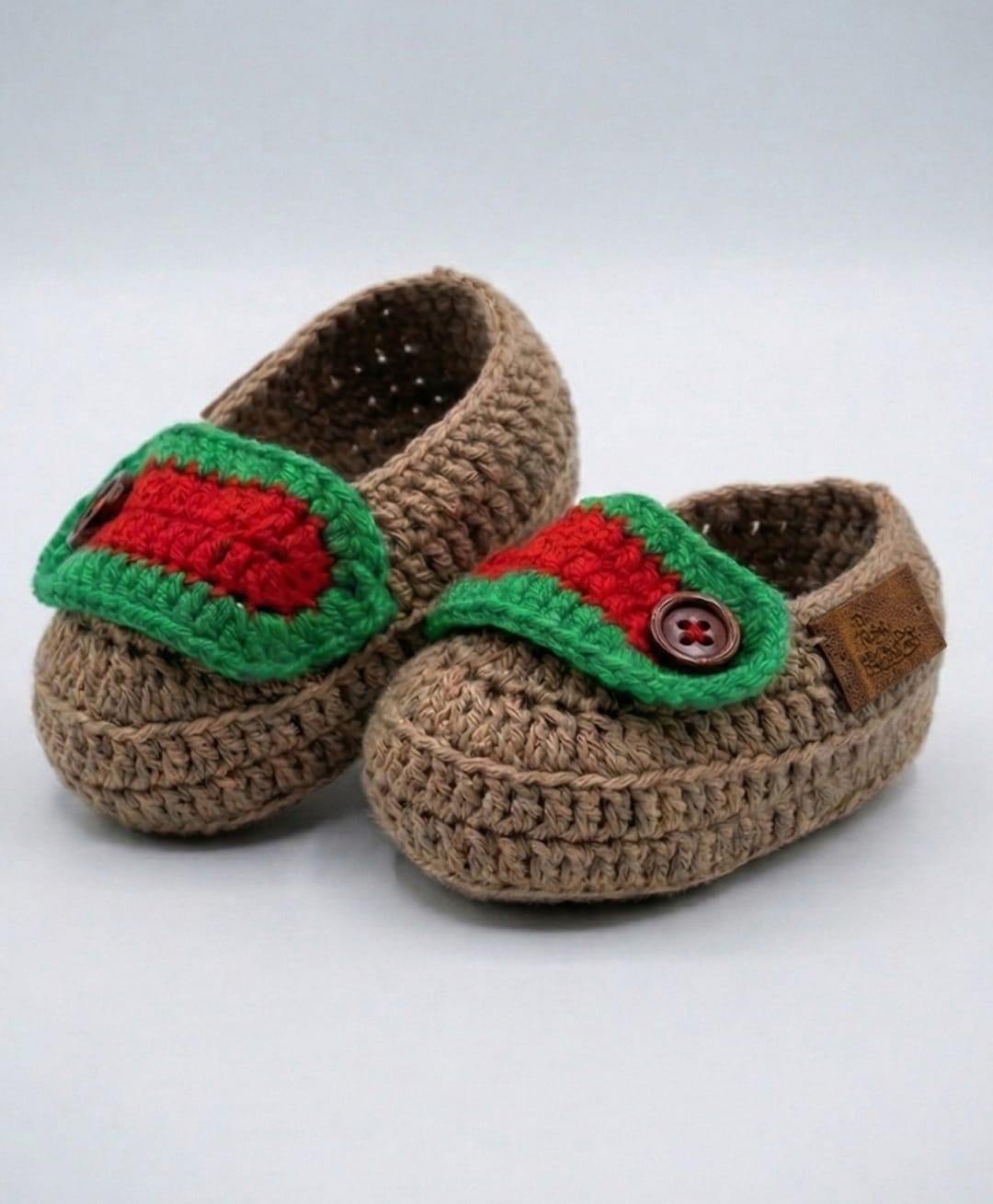 Funkrafts Organic Cotton Woven Colour Blocked Button Closure Booties - Brown-picture-26
