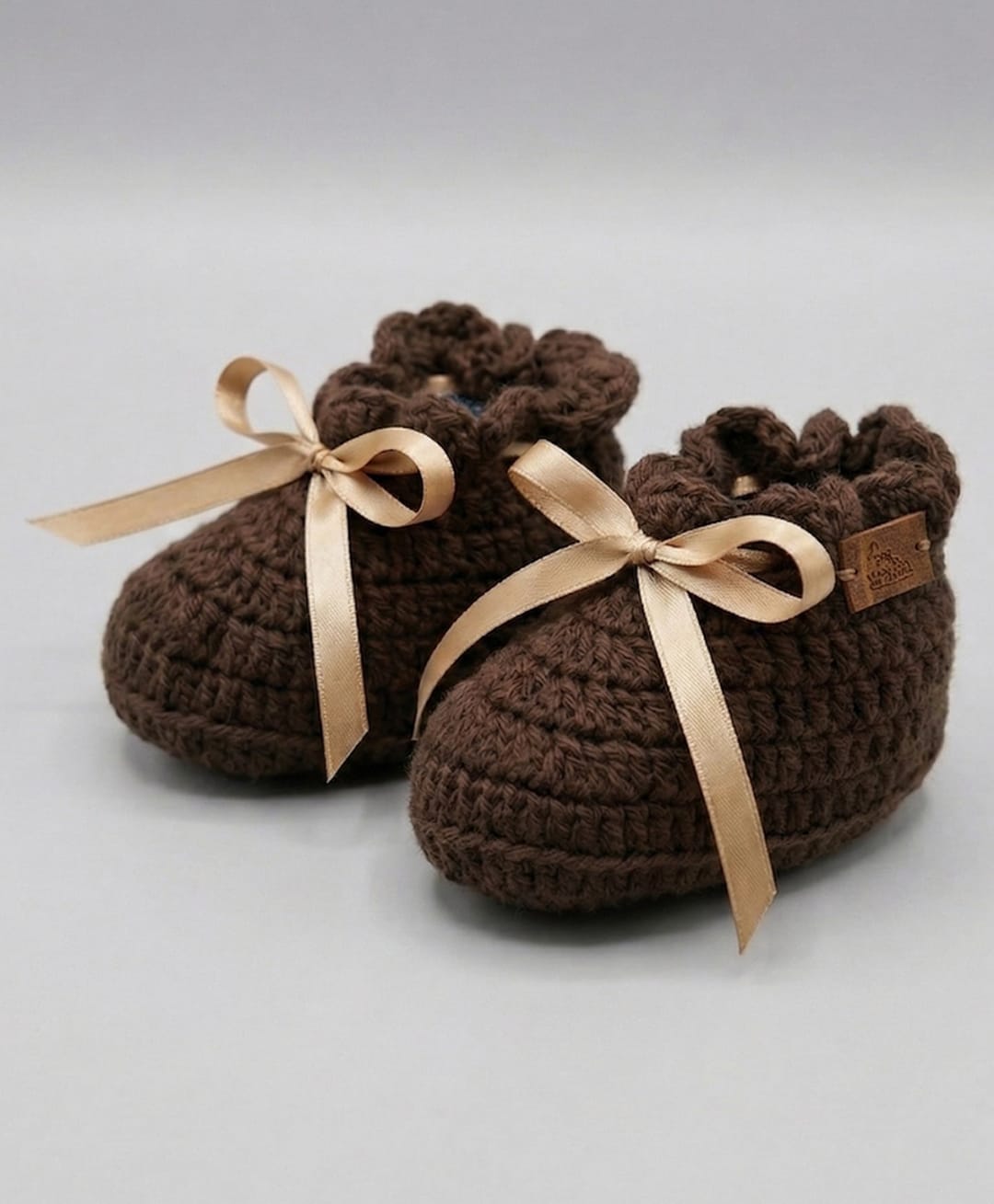 Funkrafts Organic Cotton Woven Solid Lace Up Booties - Dark Brown-picture-16
