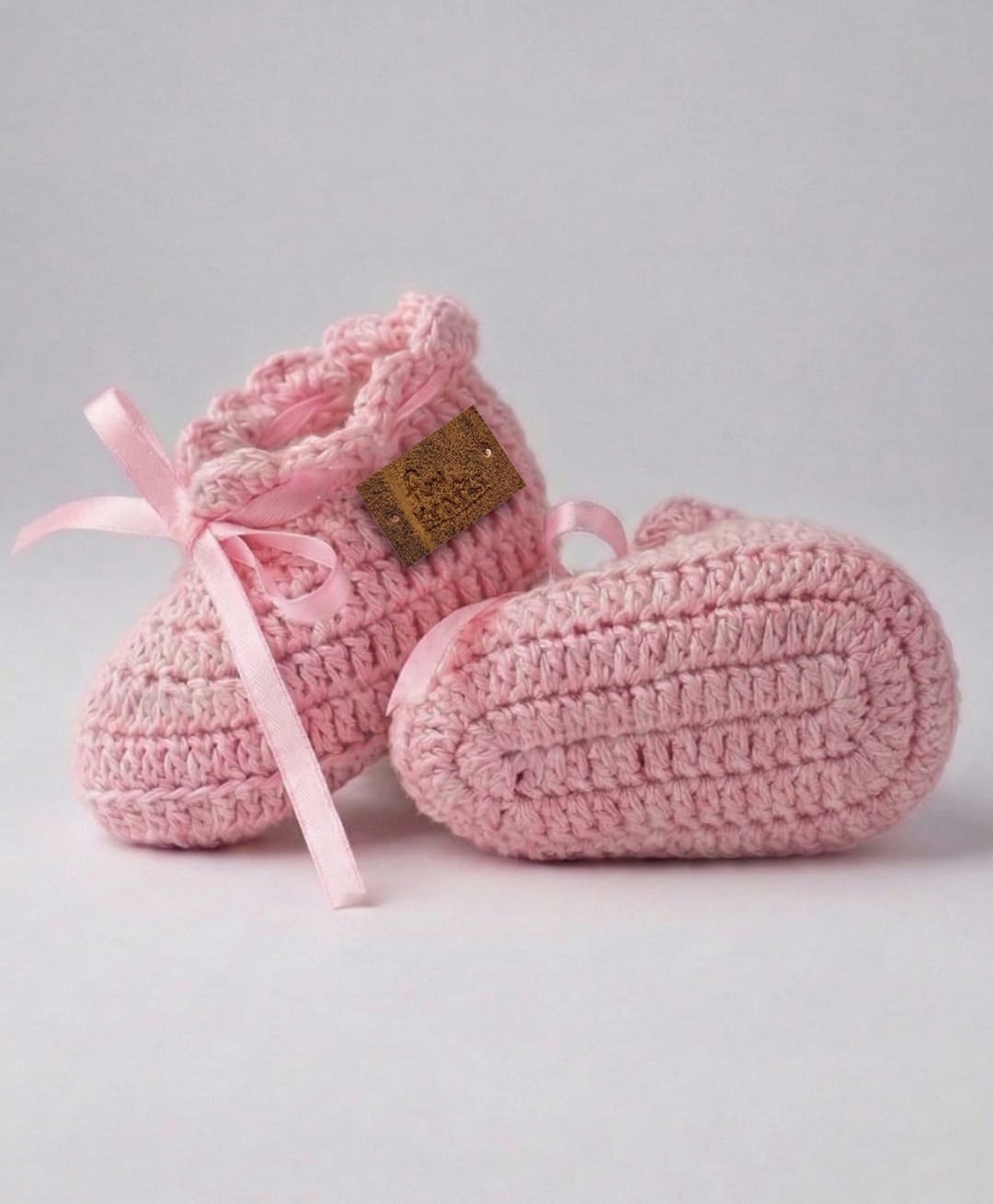 Funkrafts Organic Cotton Woven Solid Lace Up Booties - Pink-image-30