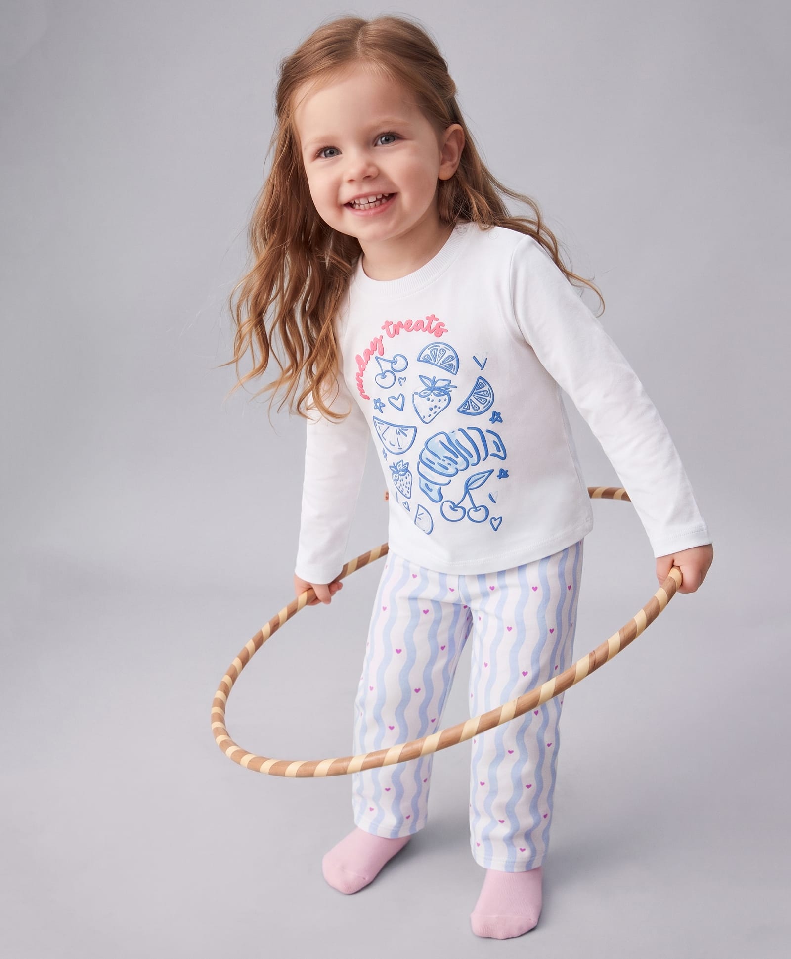 Bonfino 100% Cotton Knit Full Sleeves T-Shirt & Pyjama Night Suit with Tropical Theme Print - White-picture-3
