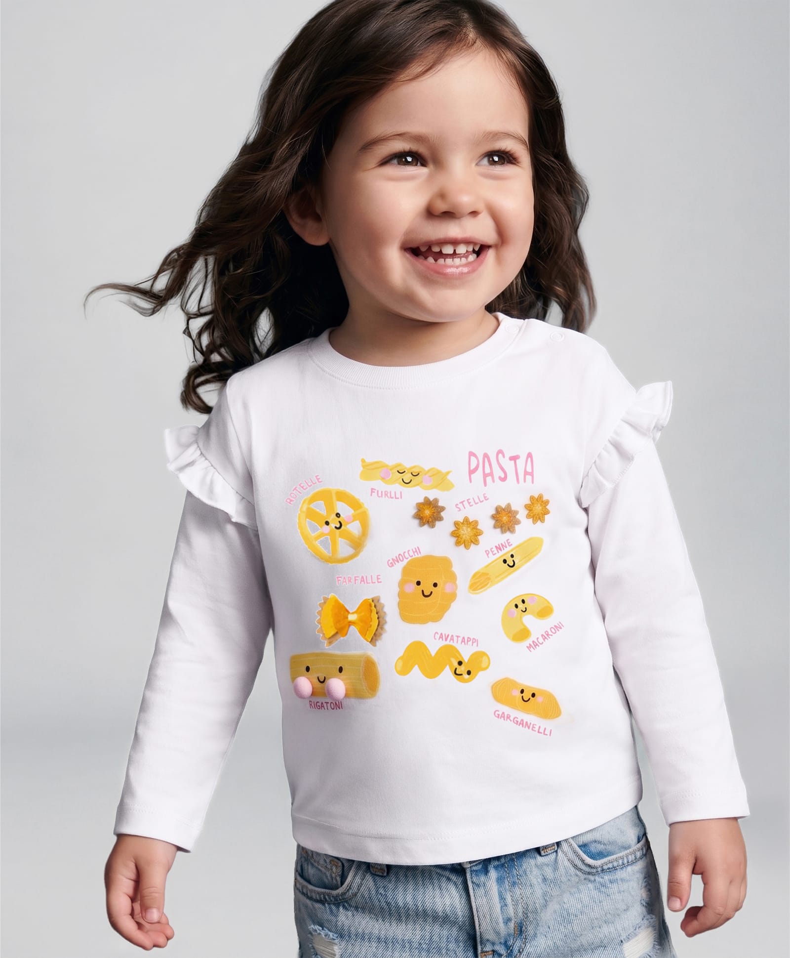 Bonfino Cotton Knit Full Sleeves T-Shirt With Pasta Print - White-picture-8