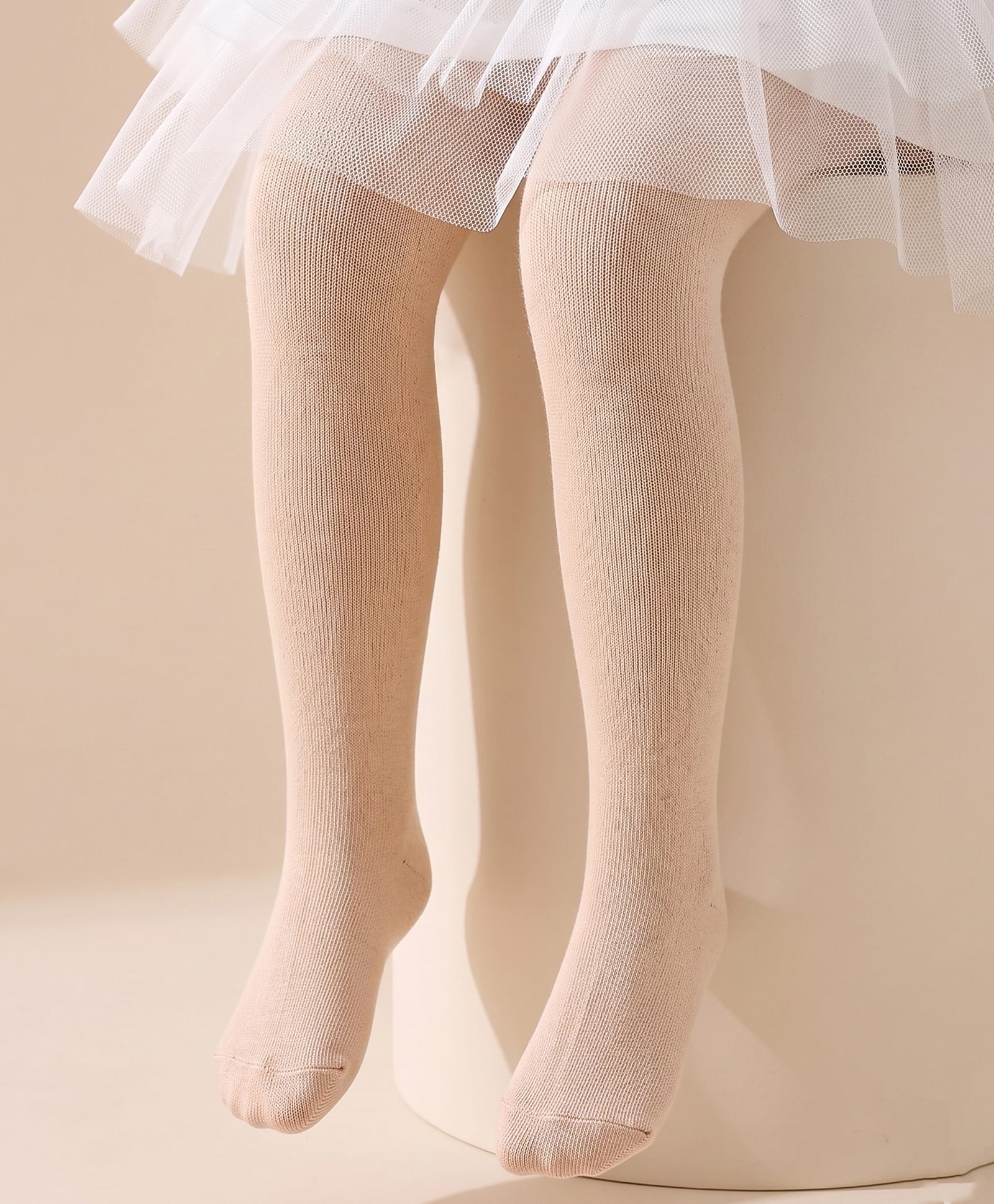Cute Walk by Babyhug Cotton Knit Full Length Solid Anti Bacterial Tights - Beige-image-9