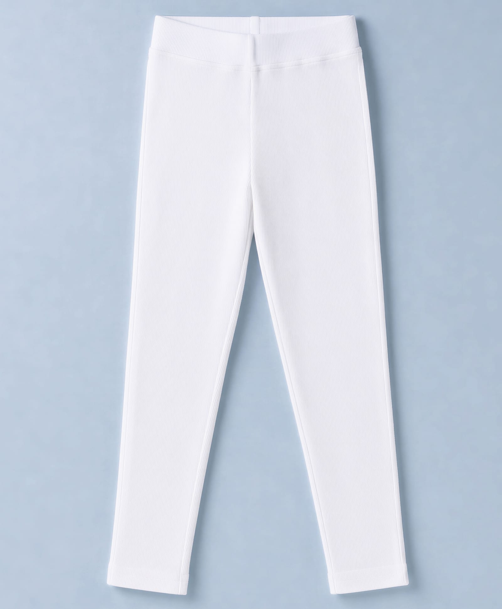 Honeyhap Premium 95% Cotton 5% Elastane Rib Knit Full Length Solid Color Leggings with Bio Finish - White-picture-28