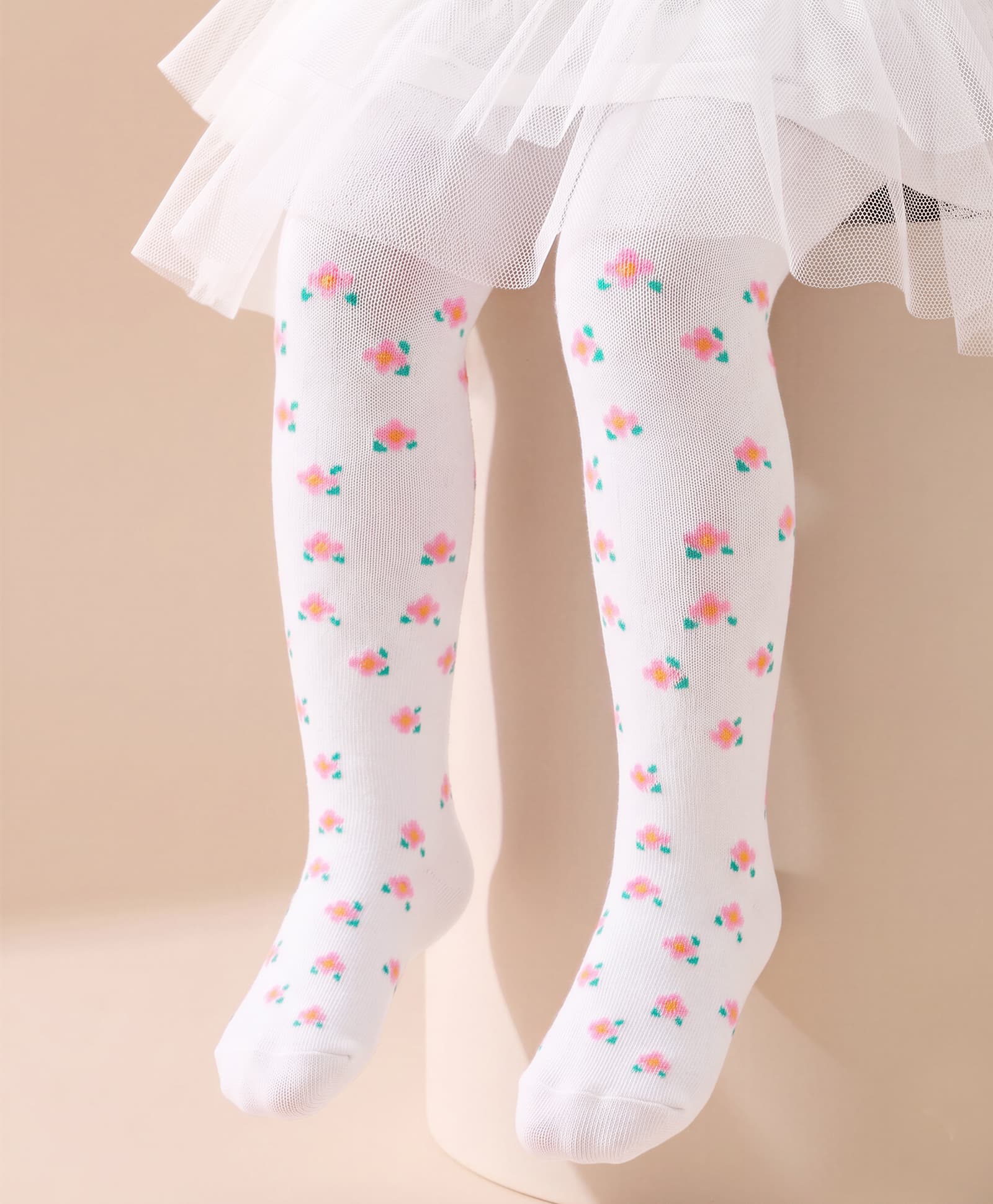 cute walk by babyhug Cutewalk by Babyhug Non Terry Knit Anti-Bacterial Tights With Floral Design - White-picture-13