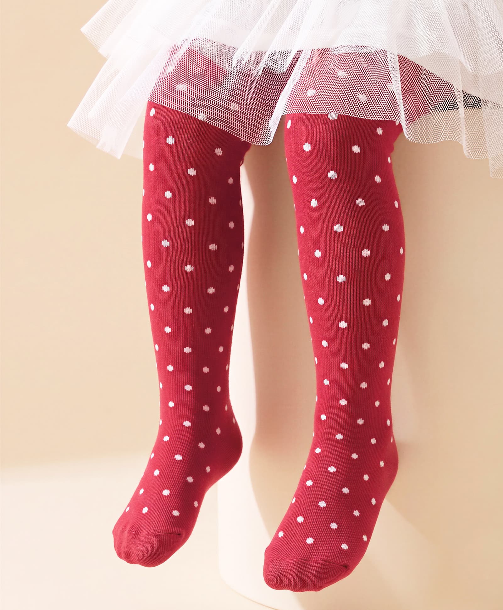 Cute Walk By Babyhug Non Terry Knit Anti-Bacterial Tights With Polka Dot Design - Maroon-image-11