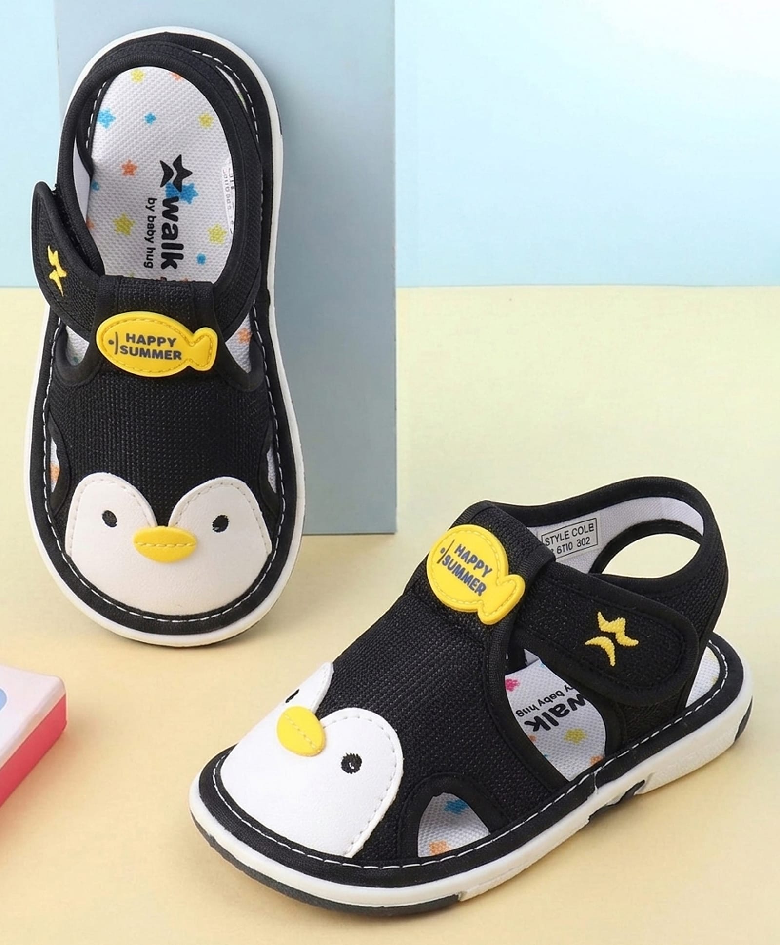 Cute Walk by Babyhug Velcro Closure Musical Sandal With Animal Design - Black-picture-26