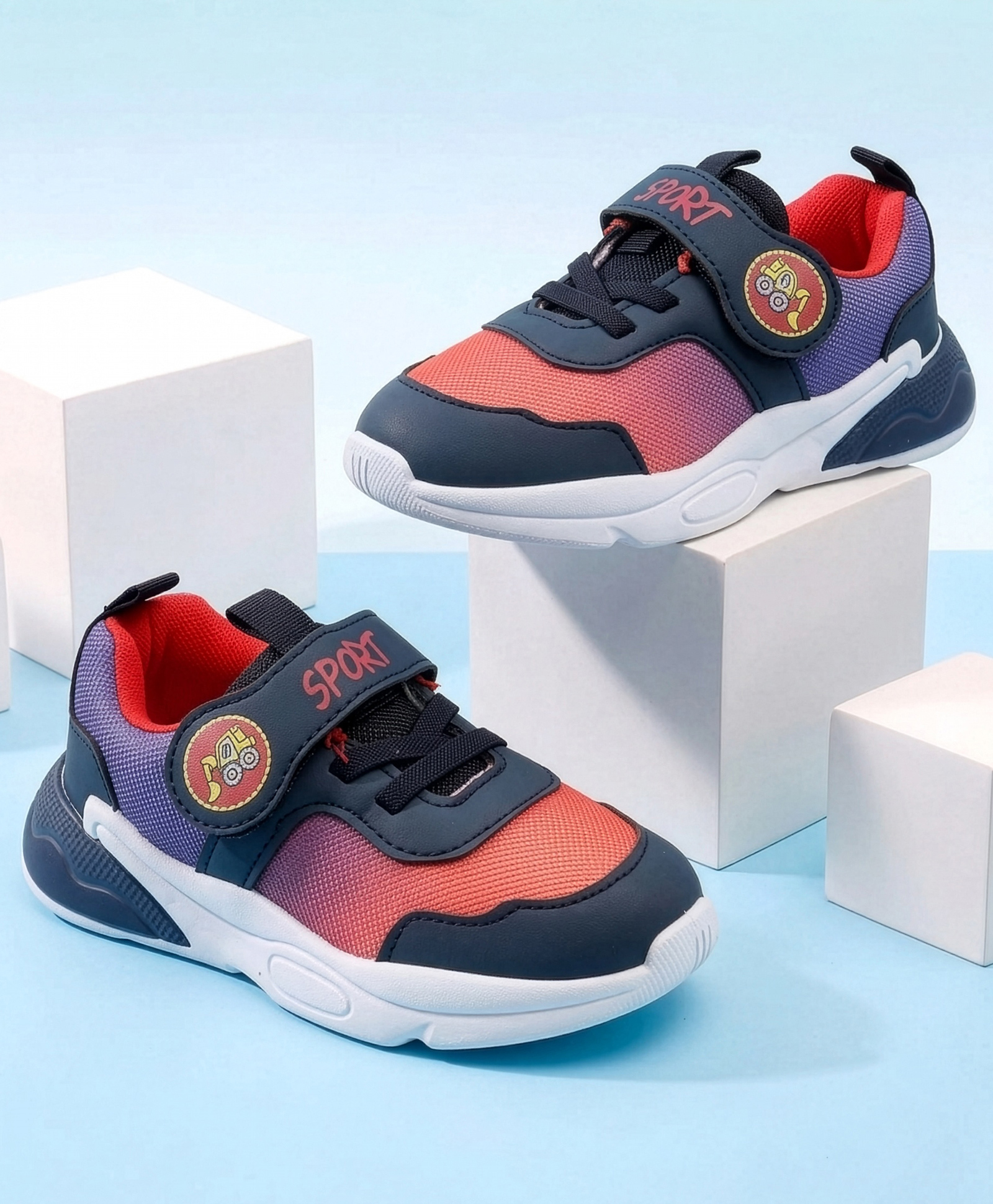 Cute Walk by Babyhug Velcro Closure Sneaker Shoes With Sports Text Print - Navy Blue-picture-23