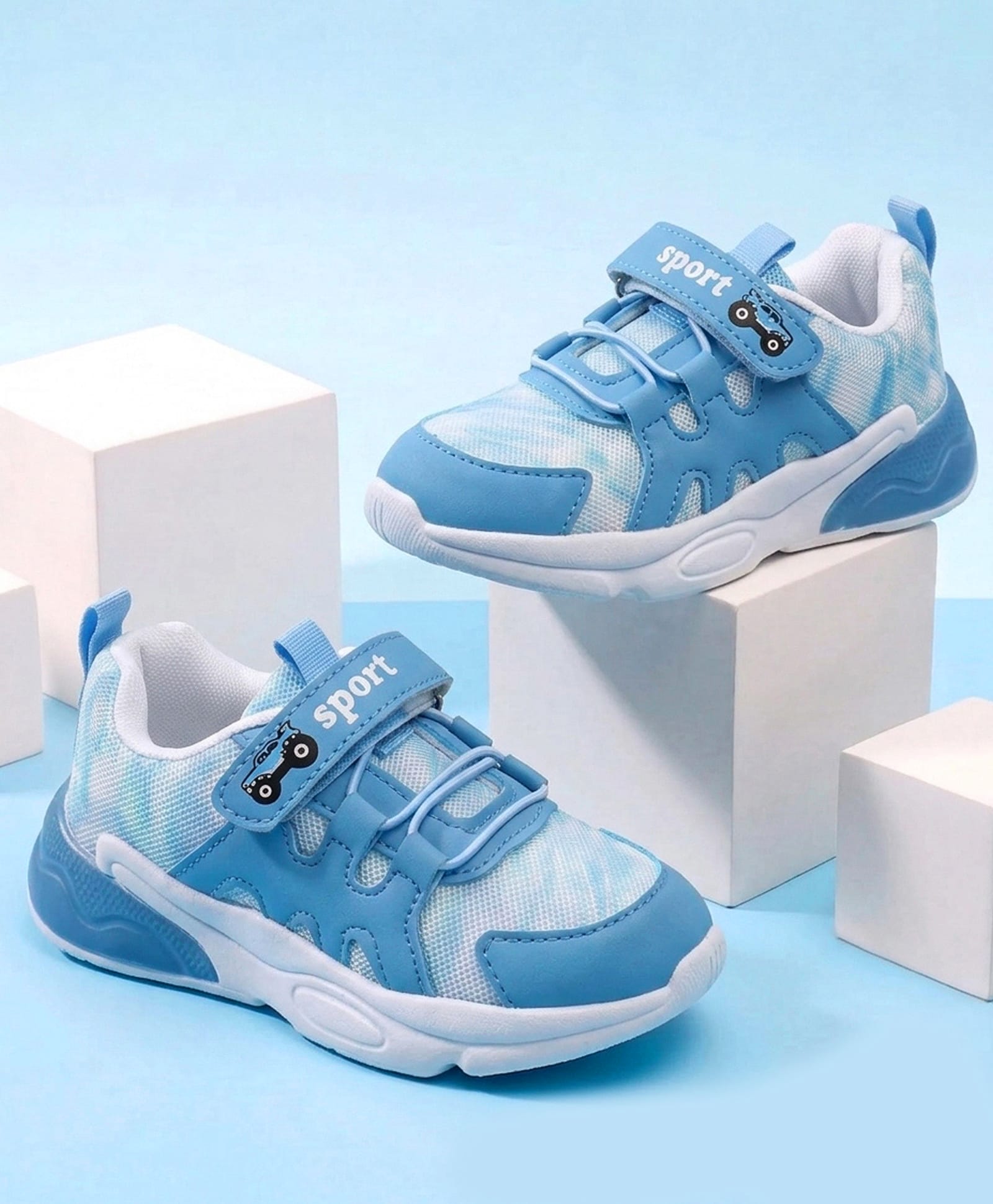 Cute Walk by Babyhug Velcro Closure Sneaker Shoes With Sports Print - Blue-picture-11