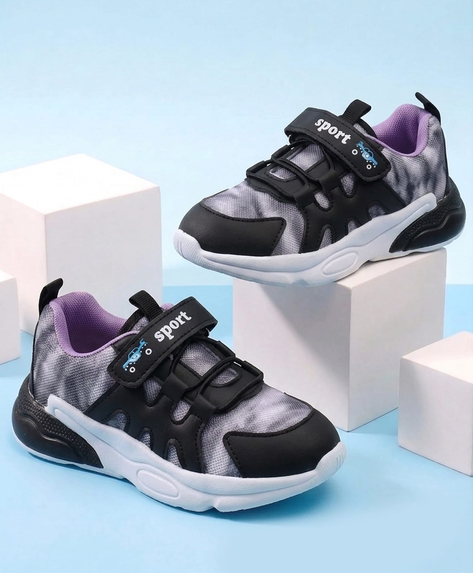 Cute Walk by Babyhug Velcro Closure Sneaker Shoes With Sports Print - Black-picture-28