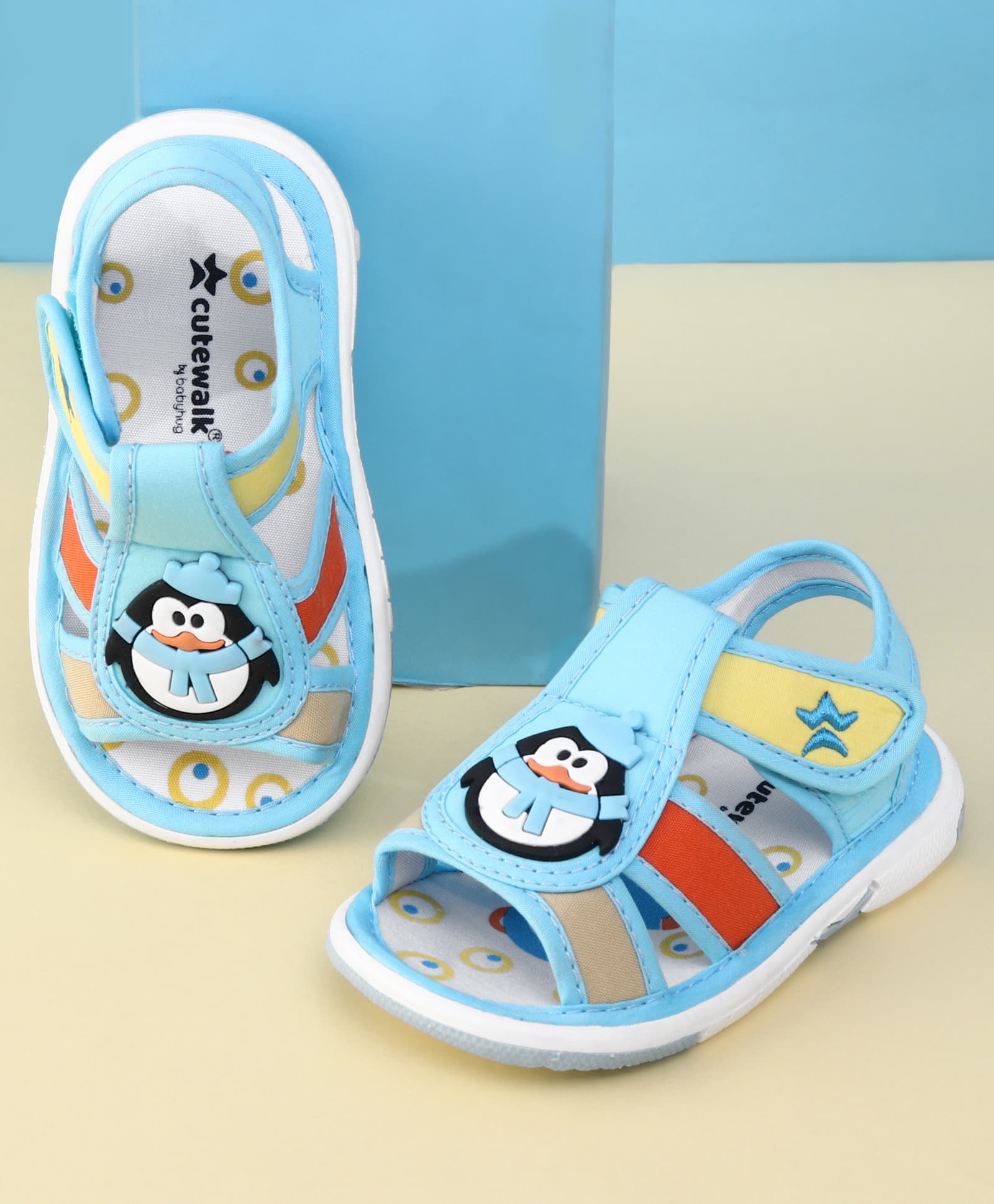 Cute Walk by Babyhug Velcro Closure Musical Sandal With Penguin Applique - Light Blue-picture-18