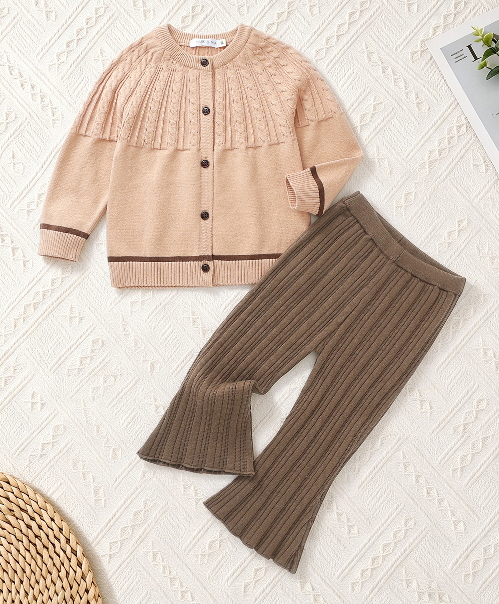 Mark & Mia Cotton Full Sleeves Sweater set - Light Brown-picture-10