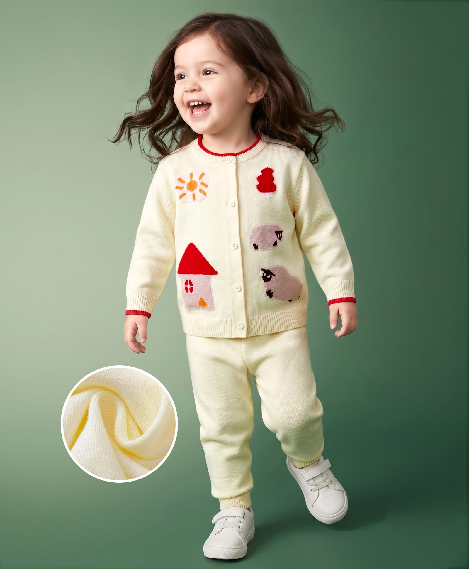 Mark & Mia Cotton Full Sleeves Sweater Set with Animal Design - Beige-picture-8