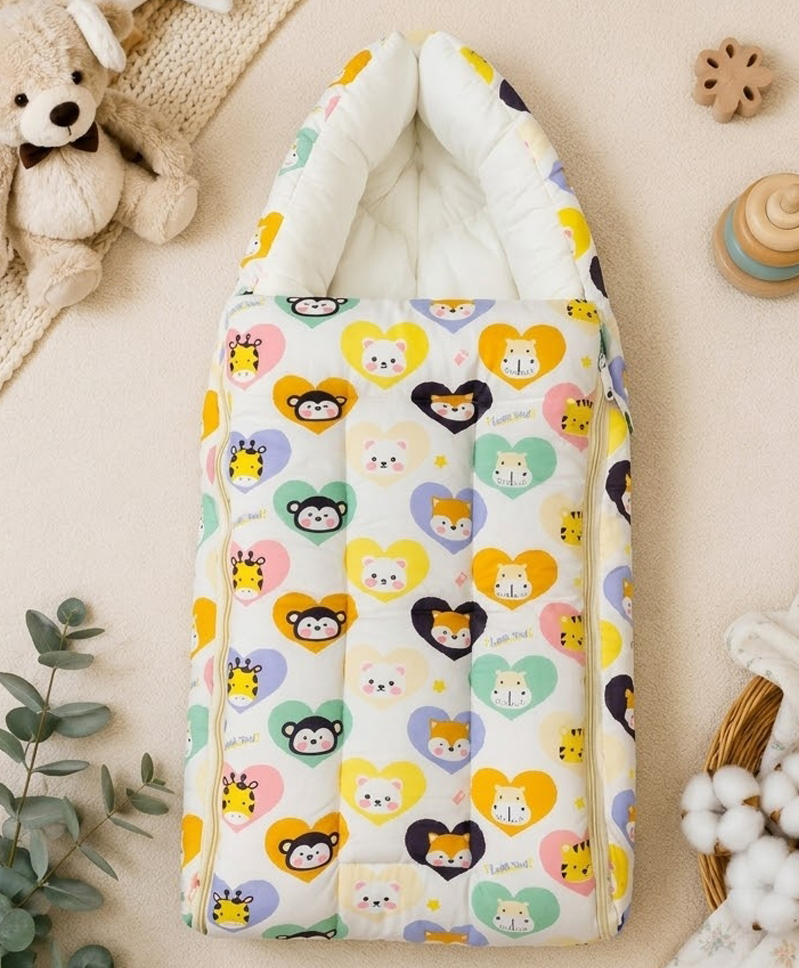 Mumma's Luv Multi-Use Baby Carry Nest cum Sleeping Bag made of Soft Cotton- White-image-43