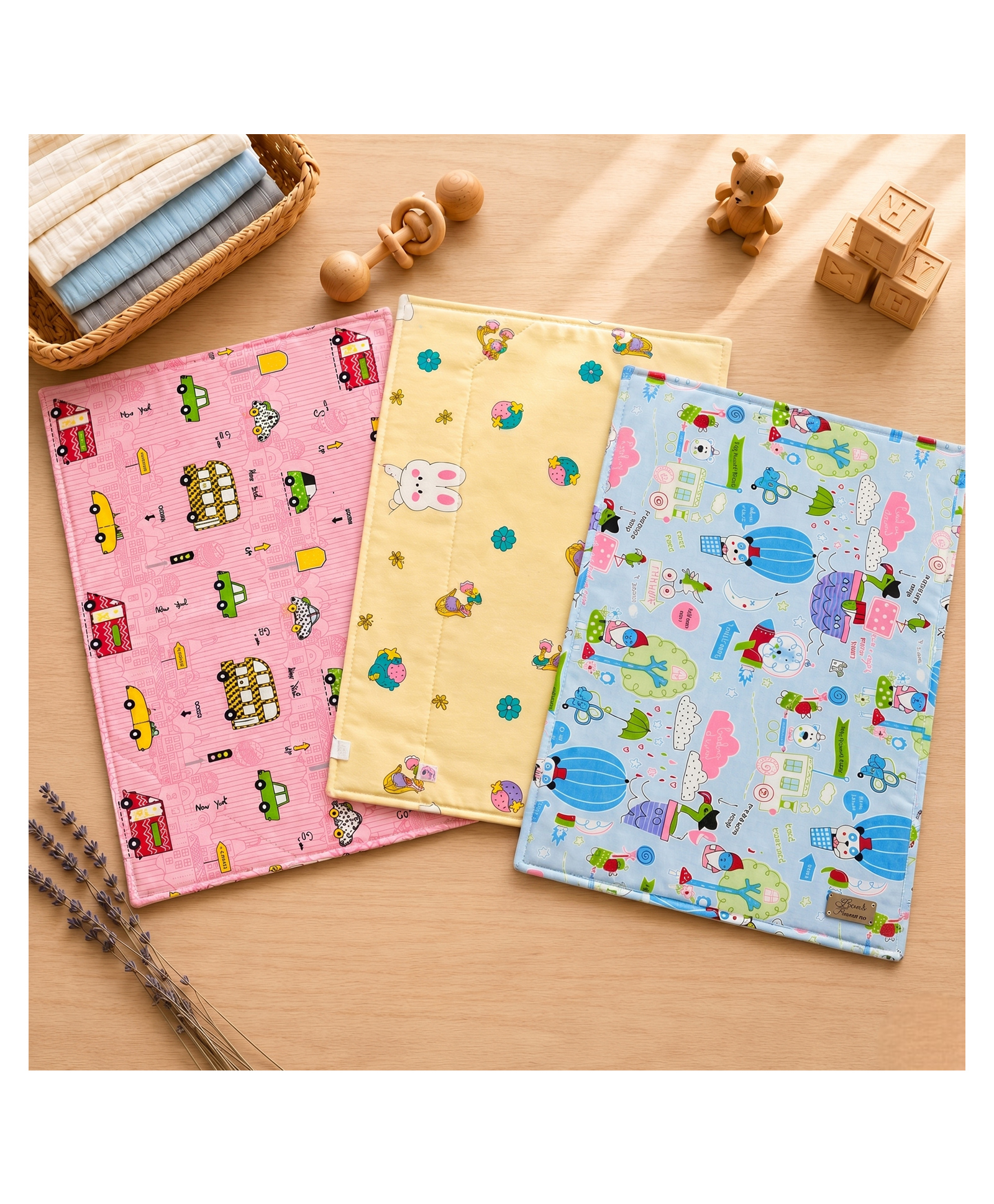 Mumma's Luv Reusable Cotton Baby Diaper Changing Mat use with any Plastic Sheet- Pack of 3 (Print may vary)-picture-10