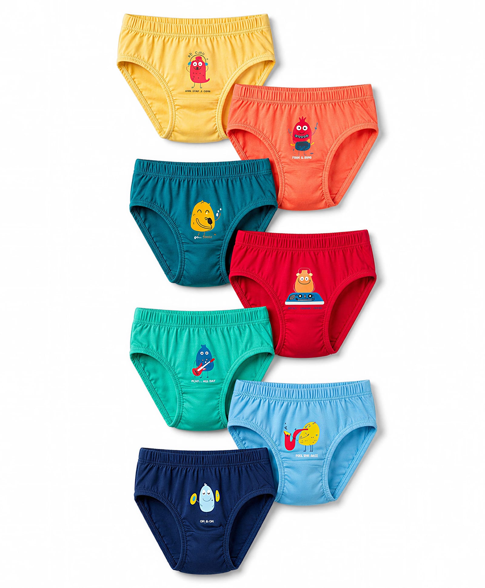 Simply Sinker Knit Dippy Printed Briefs Pack Of 7 - Red, Yellow & Green-image-29