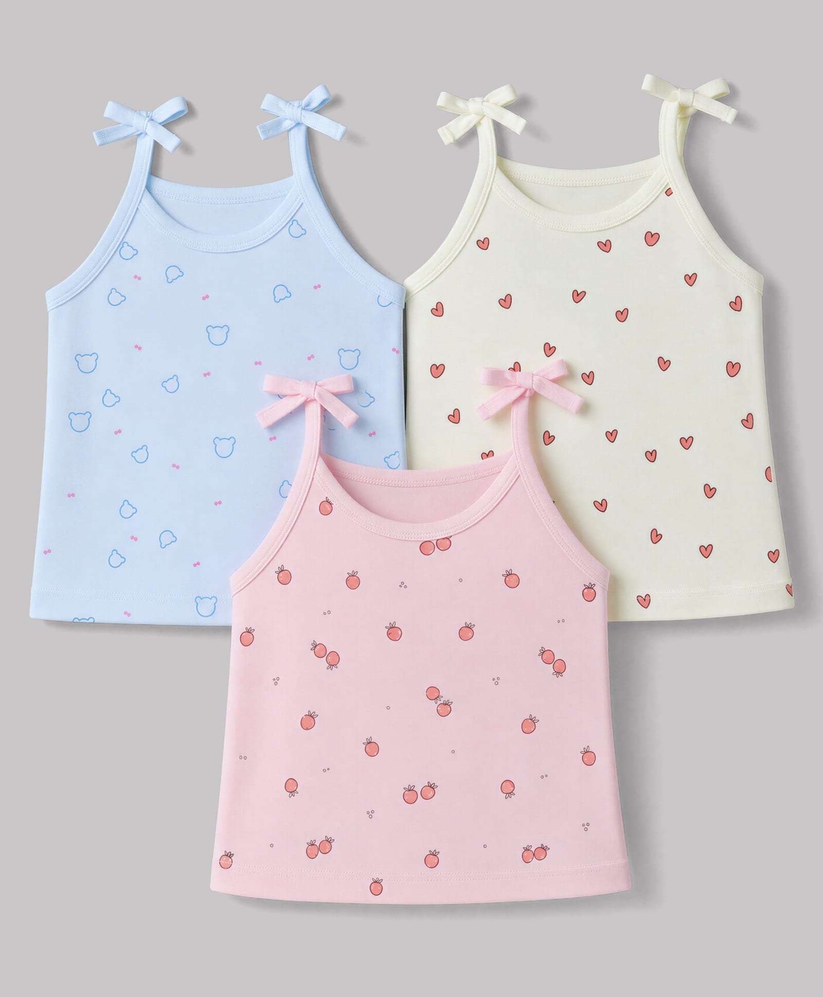 Simply Sinker Knit Slips with Hearts & Bear Face Print Pack of 3 - Pink & Aqua-image-43