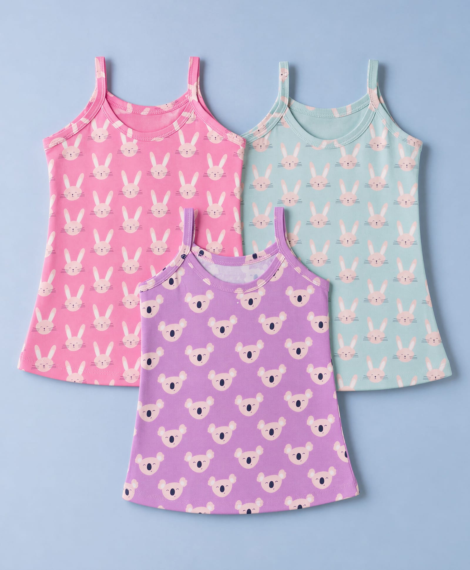 Simply Sinker Knit Slips with Bear & Bunny Face Print Pack of 3 - Pink-picture-26
