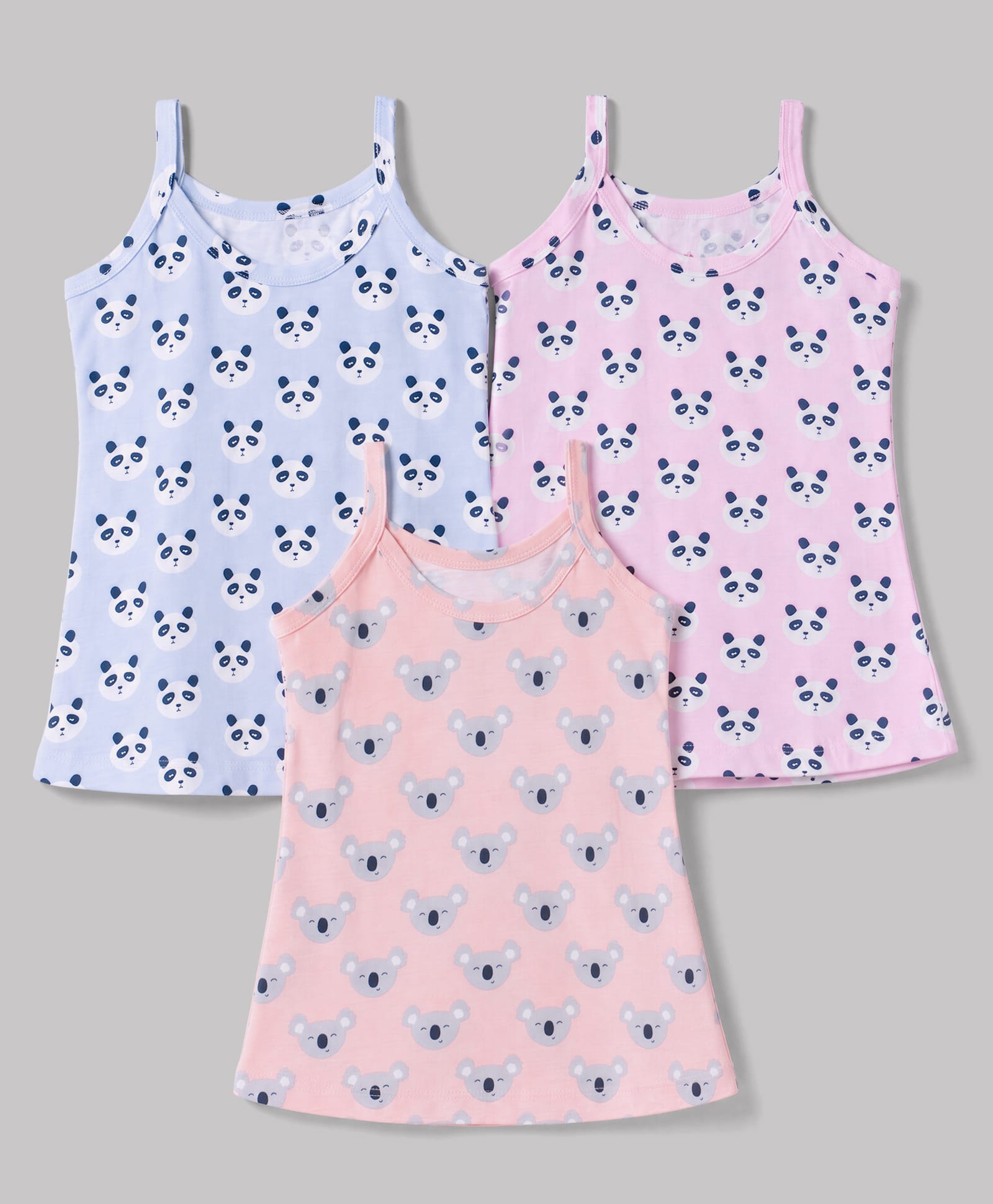 Simply Sinker Knit Slips with Panda & Koala Face Print Pack of 3 - Pink-picture-20