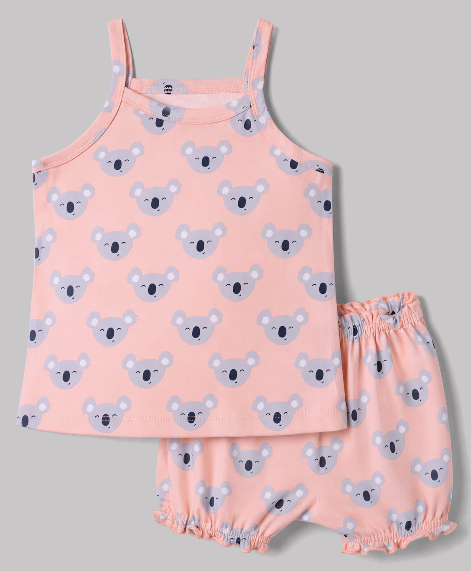 Simply Sinker Knit Sleeveless Innerwear Sets With Koala Print - Peach-image-45