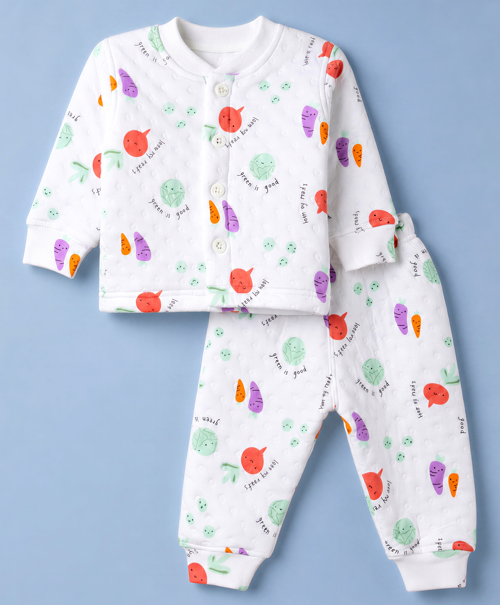 Doreme Fleece Knit Full Sleeves Text Printed Winter Wear Suit - White-image-42