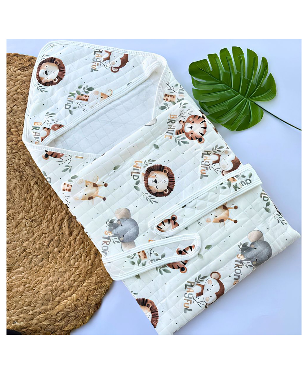 Mumma's Luv Newborn baby hooded wrapper with adorable assorted prints- Multicolour-image-4