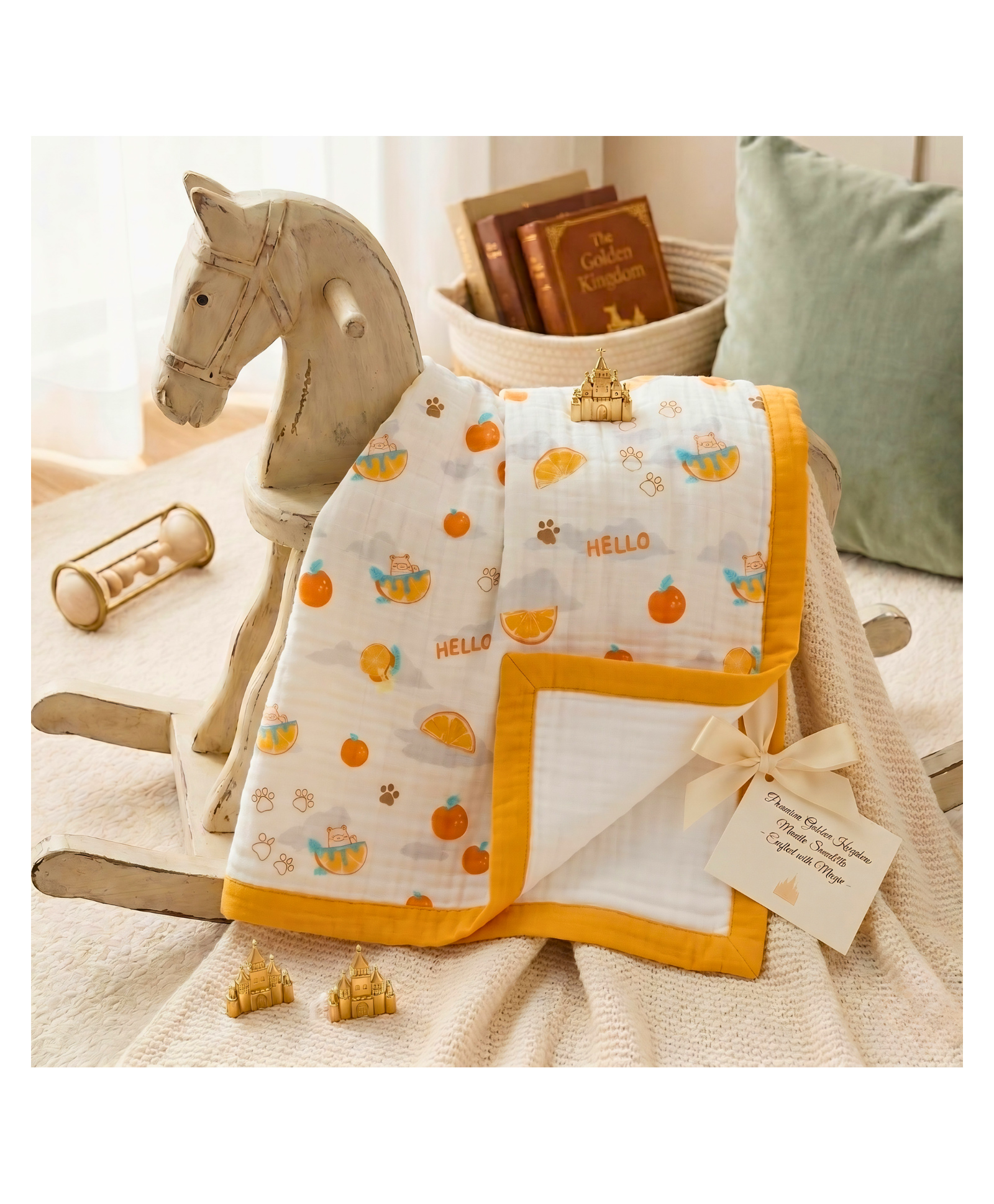 Mumma's Luv Super soft 6 layer muslin cotton baby blanket with newborn print-image-38