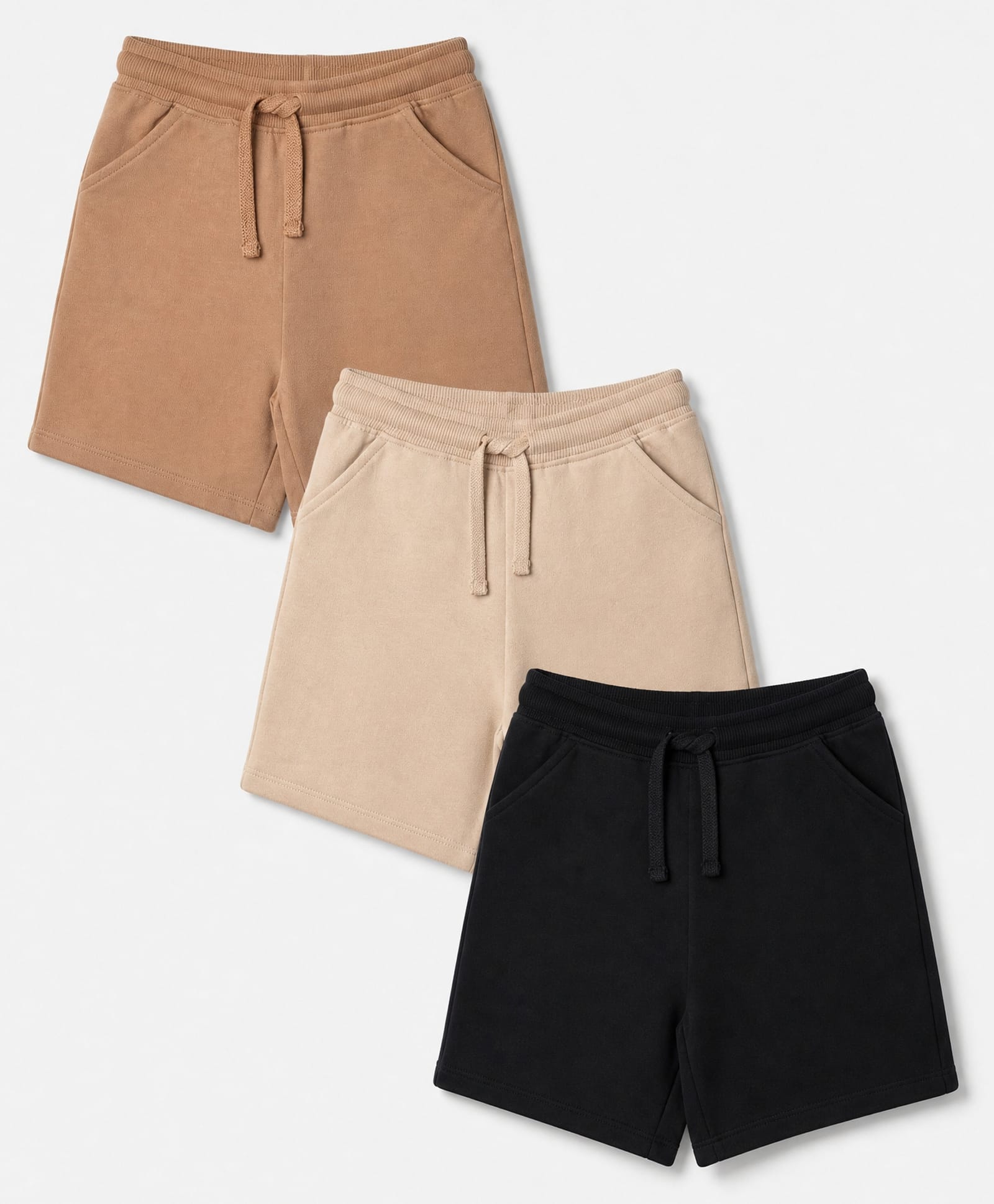 Honeyhap Premium 100% Cotton Looper Terry Solid Shorts With Bio Finish Pack of 3 - Black Beauty, Tigers Eye & Shifting Sand-image-33