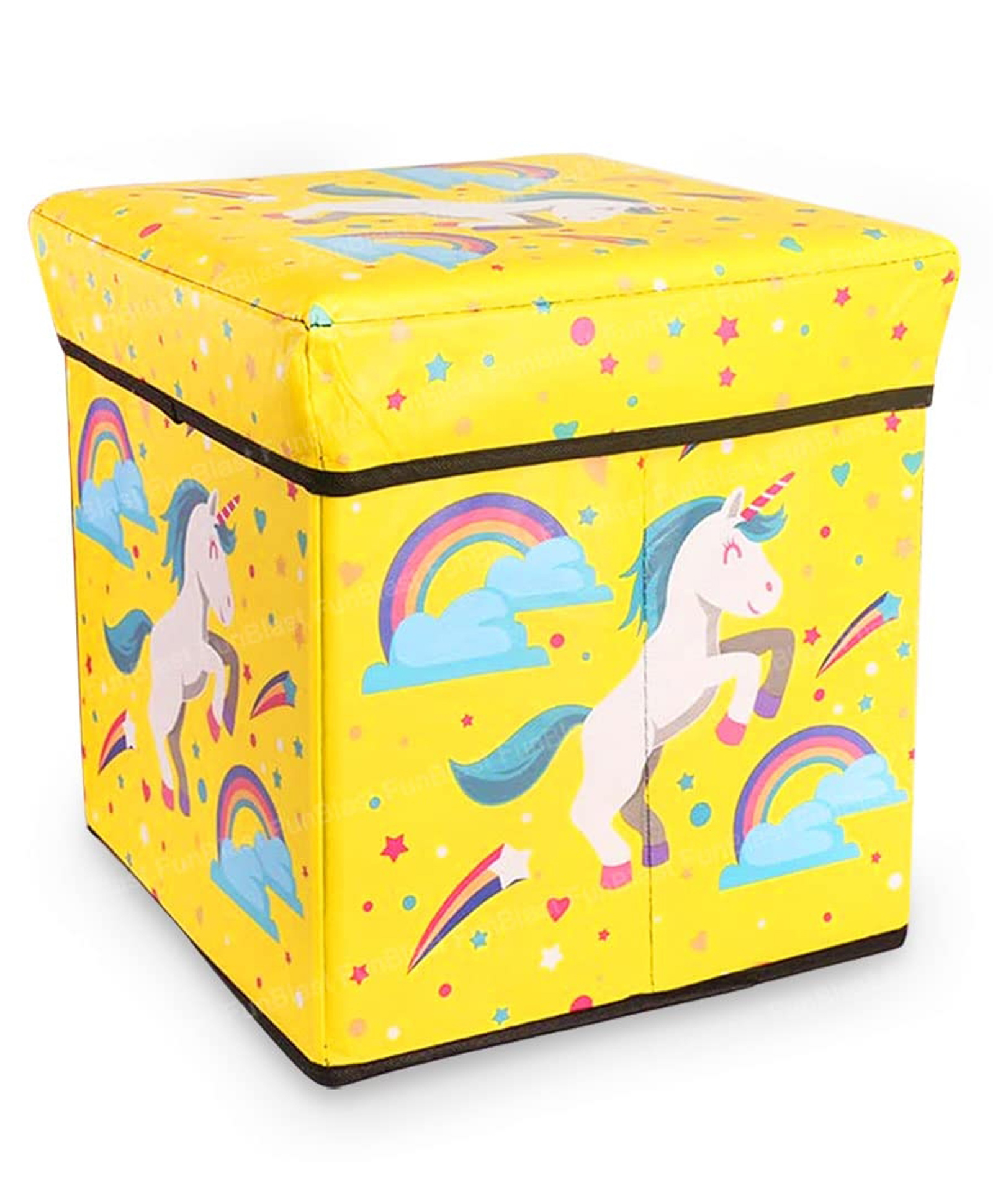 FunBlast Folding Storage Ottoman Box with Seat Cushion - Pack of 1 (Yellow)-picture-14
