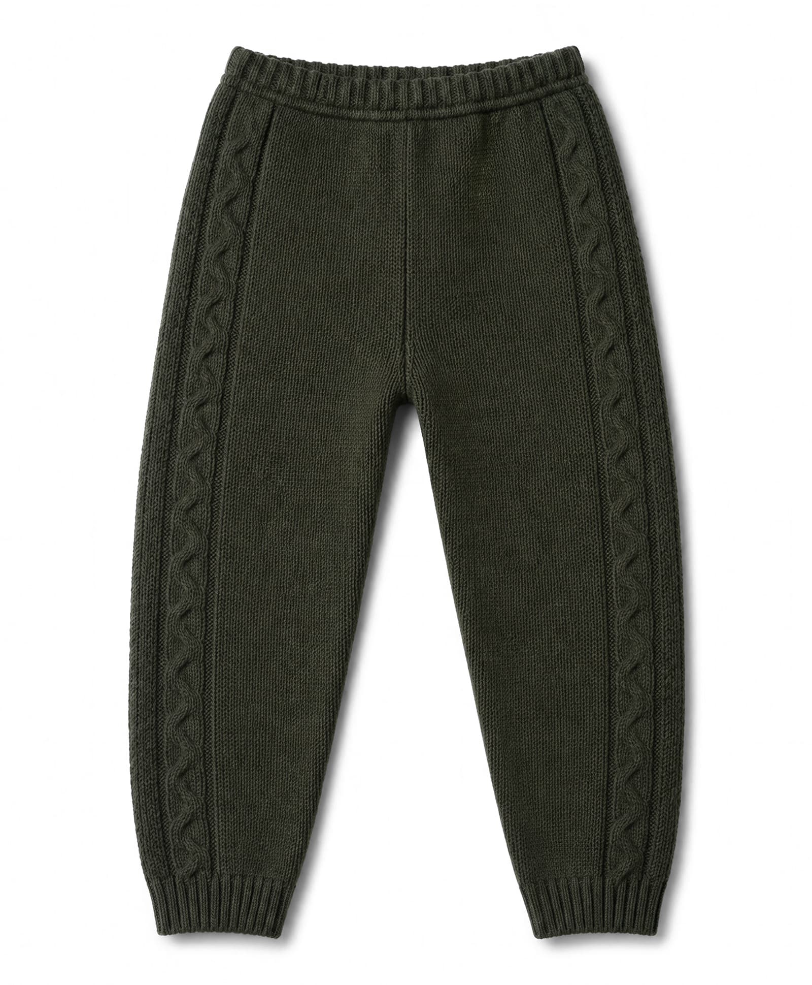 Babyhug Knit Full Length Fleece & Woollen Pant With Cable Knit Design - Olive Green-picture-23