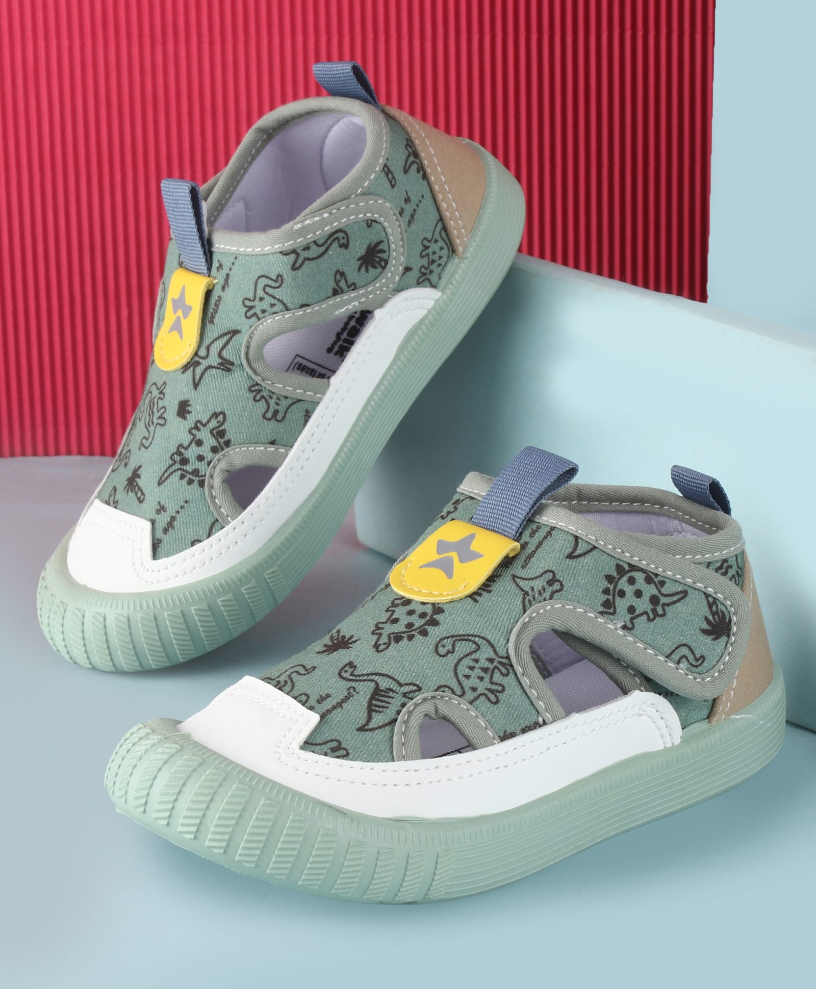 Cute Walk by Babyhug Velcro Closure Sandals With Dino Print - Green-picture-16