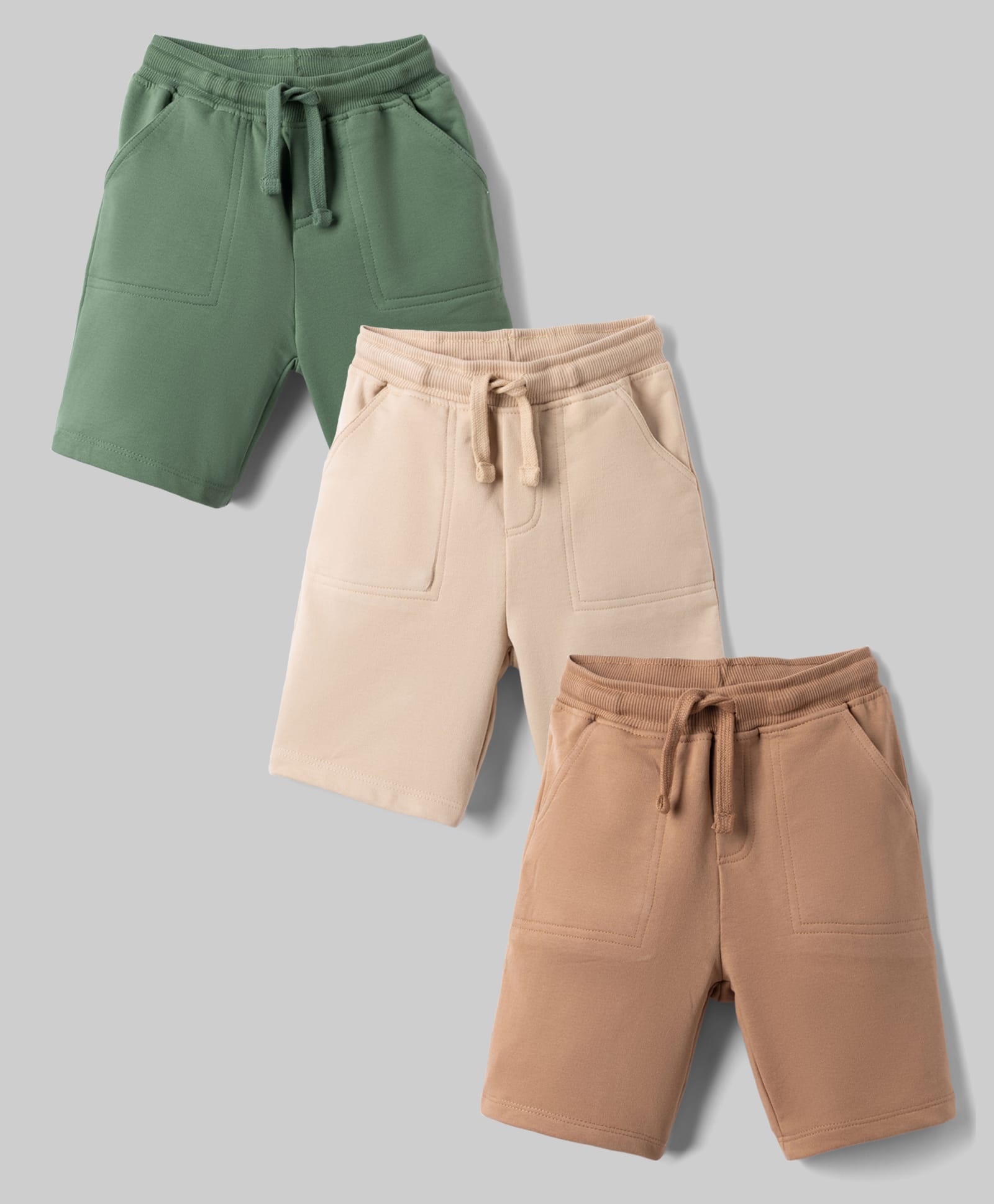 Honeyhap Premium 100% Cotton Looper Terry Solid Bermuda With Bio Finish Pack of 3 - Tigers Eye, Shifting Sand & Loden Frost-picture-40