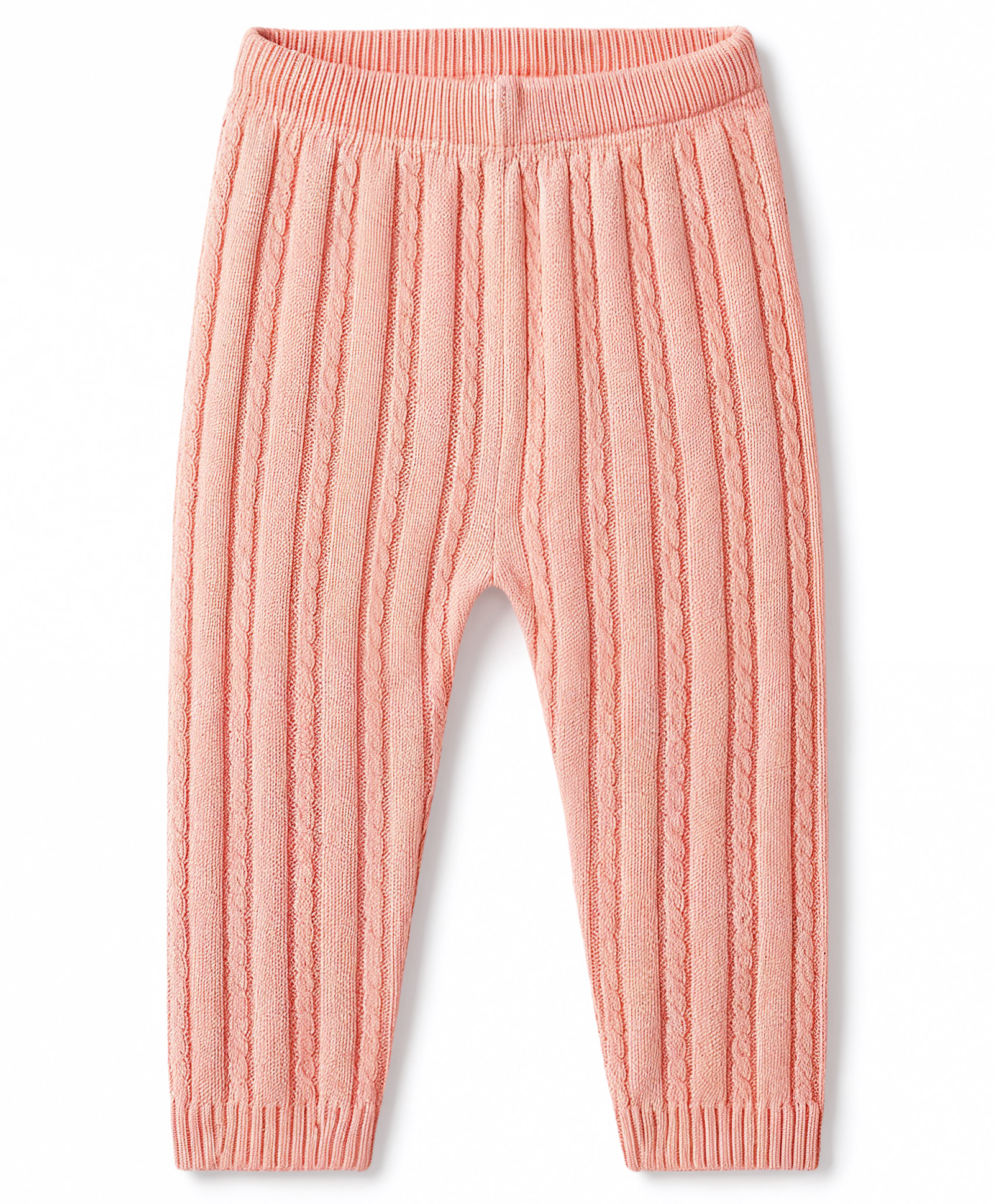 Babyhug Knit Full Length Solid Colour Cable Knit Designed Woolen Lounge Pant - Pink-image-44