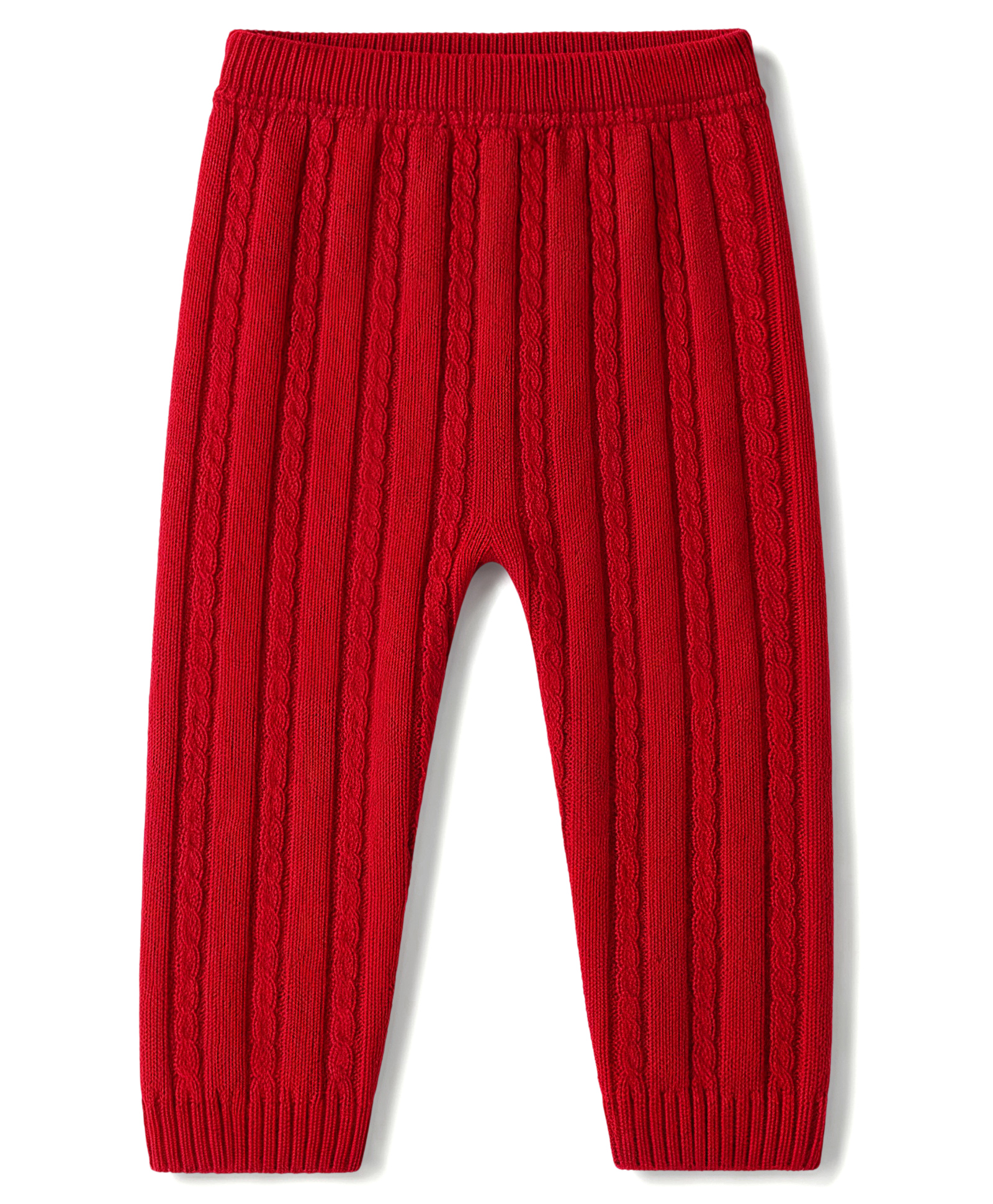Babyhug Knit Full Length Solid Colour Cable Knit Designed Woolen Lounge Pant - Red-picture-21