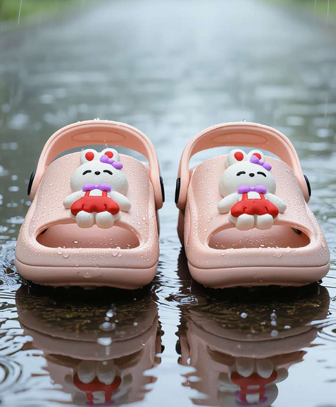 Yellow Bee Bunny Applique Detailed Slingback Sandals - Pink-picture-15