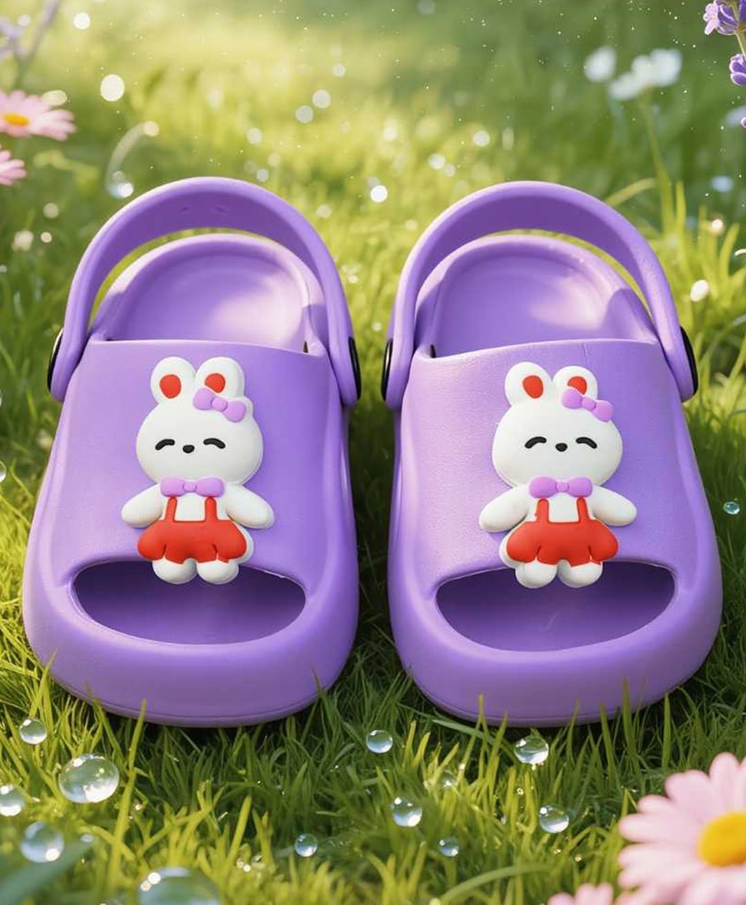 Yellow Bee Bunny Applique Detailed Slingback Sandals - Purple-picture-14