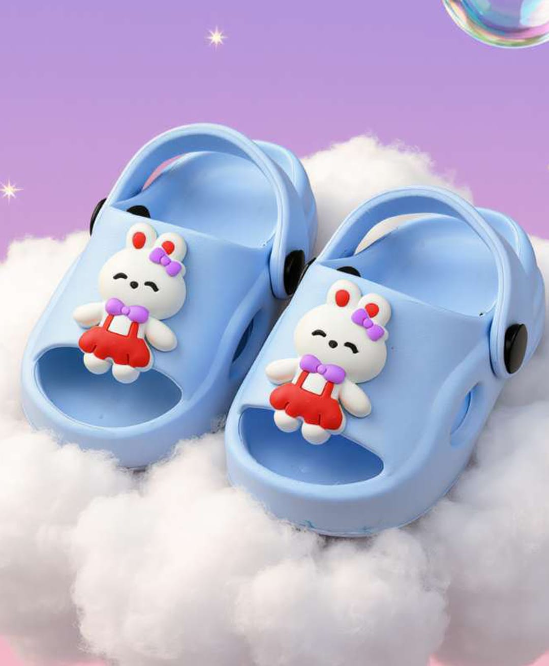 Yellow Bee Bunny Applique Detailed Slingback Sandals - Blue-picture-25