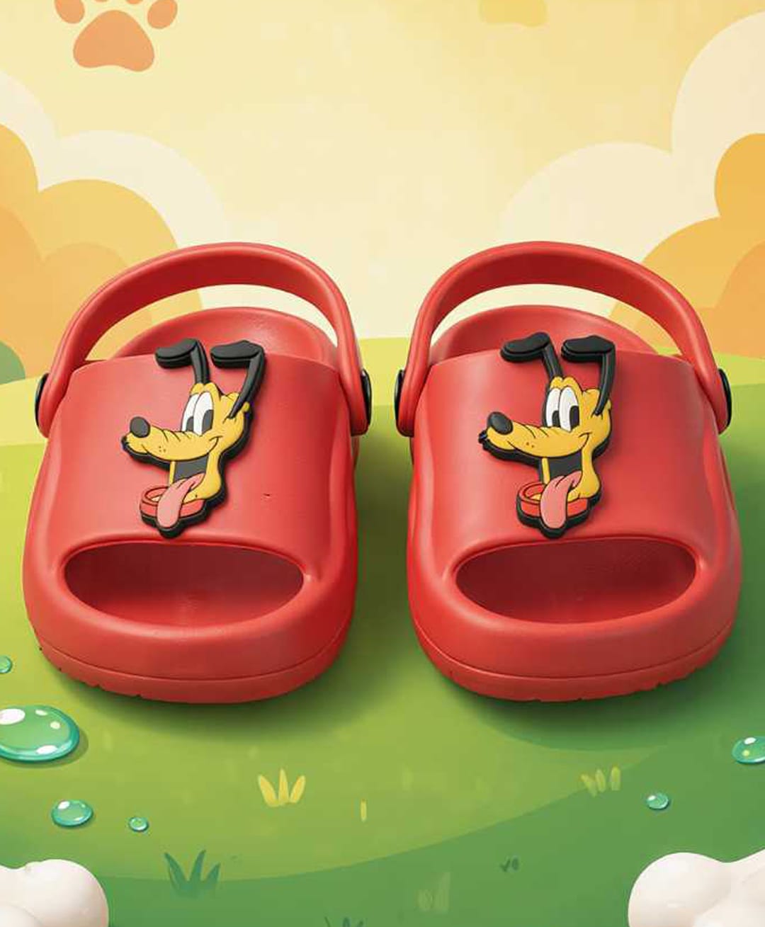 Yellow Bee Disney Featuring Pluto Applique Detailed Sandals - Red-picture-26