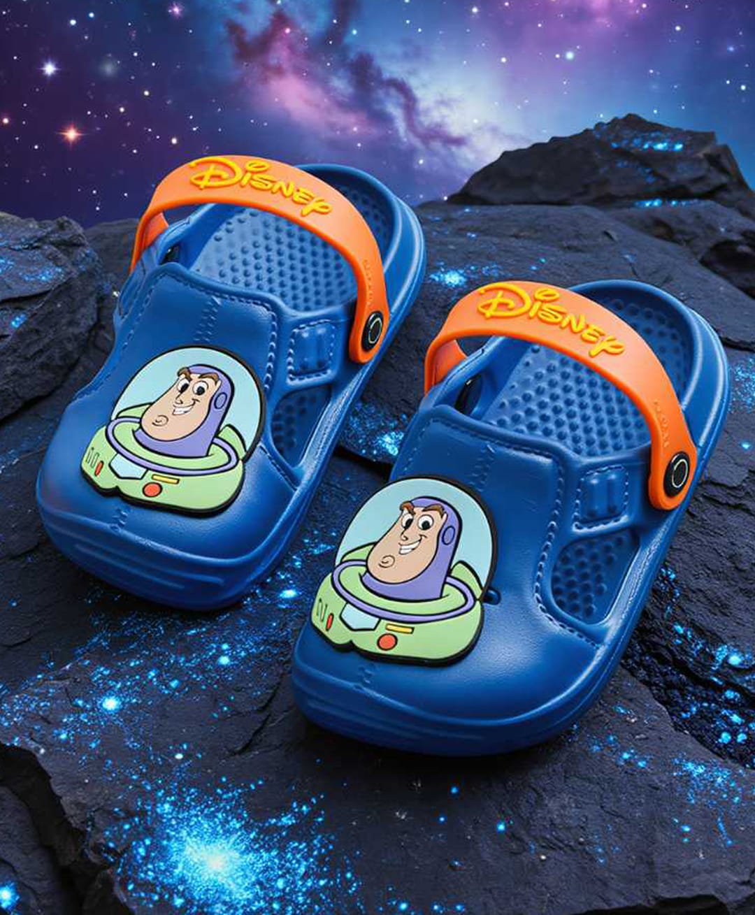 Yellow Bee Disney Toy Story Featuring Buzz Lightyear Applique Detailed Slingback Clogs - Blue-picture-2
