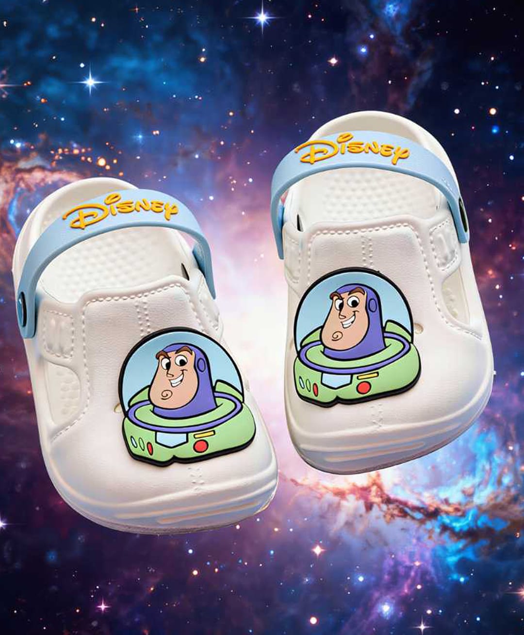 Yellow Bee Disney Toy Story Featuring Buzz Lightyear Applique Detailed Slingback Clogs - White-picture-12